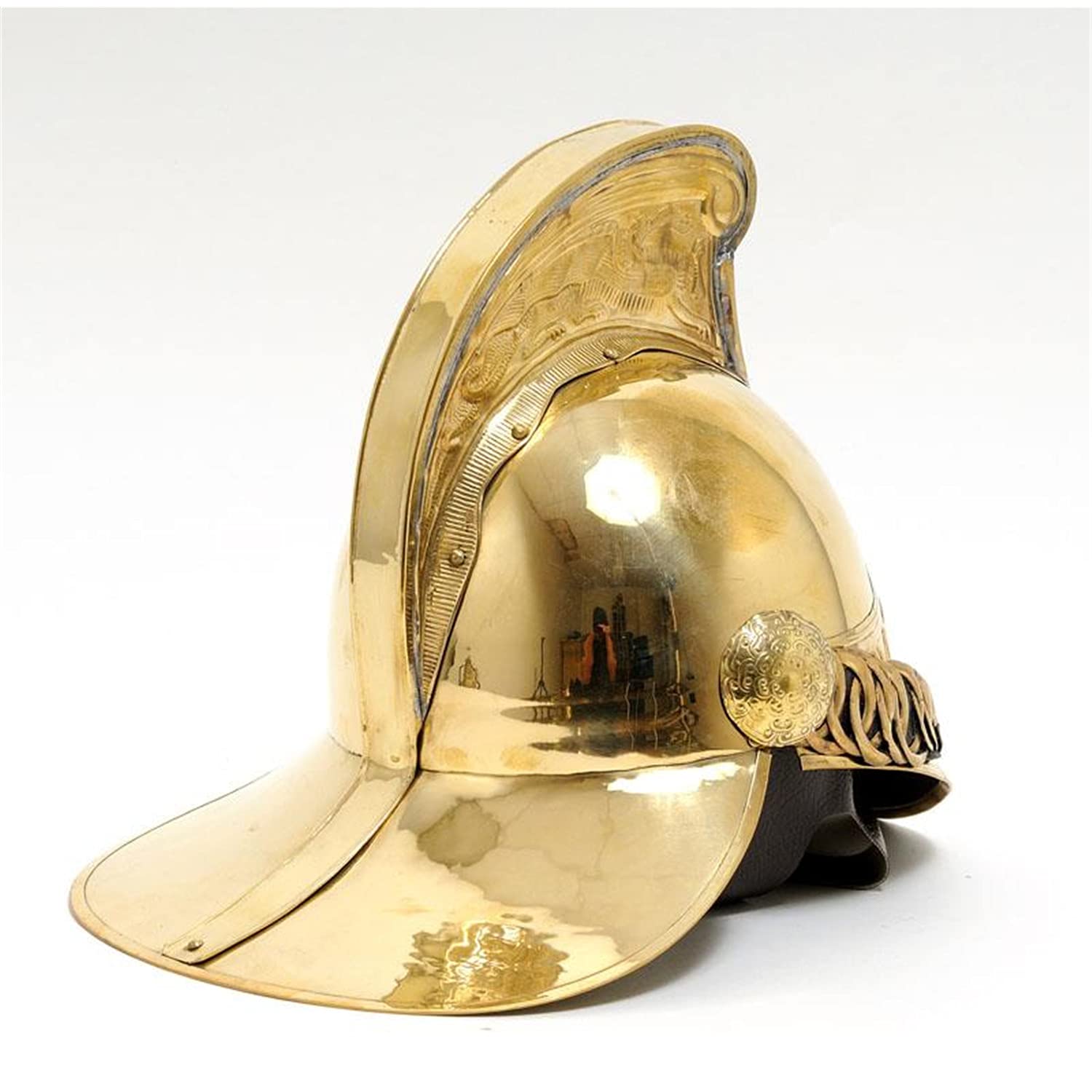 Victorian Era Brass Firefighter Officer Helmet - Antique Fireman Helmet Replica for Home Décor & Collectors - 12