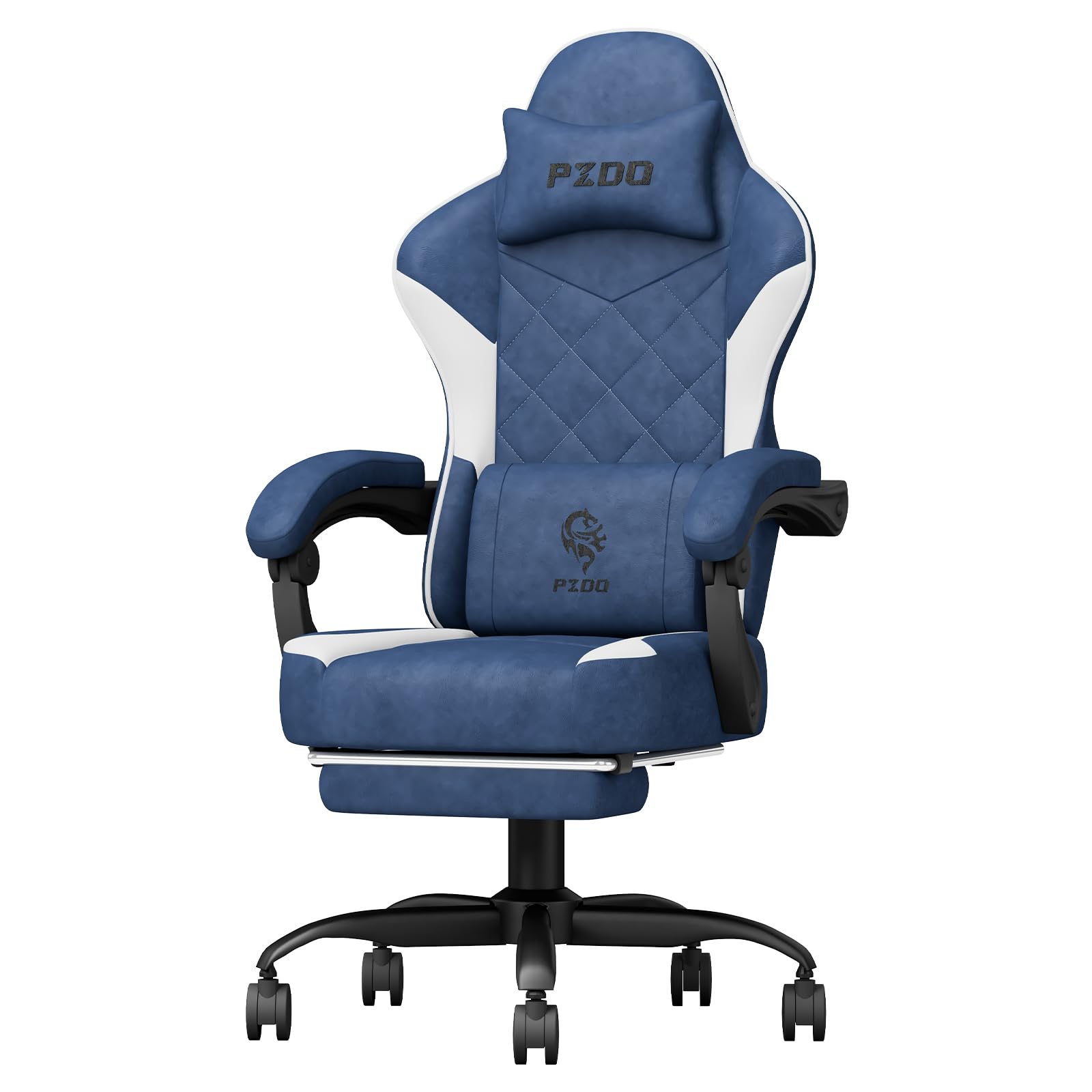 Ergonomic Gaming Chair for Adults & Teens - High Back Fabric PC Gaming Chair with Adjustable Footrest, Wide Cushion & Recliner - Supports 300LBS - Blue - Perfect for Esports, Streaming & Home Office Setup