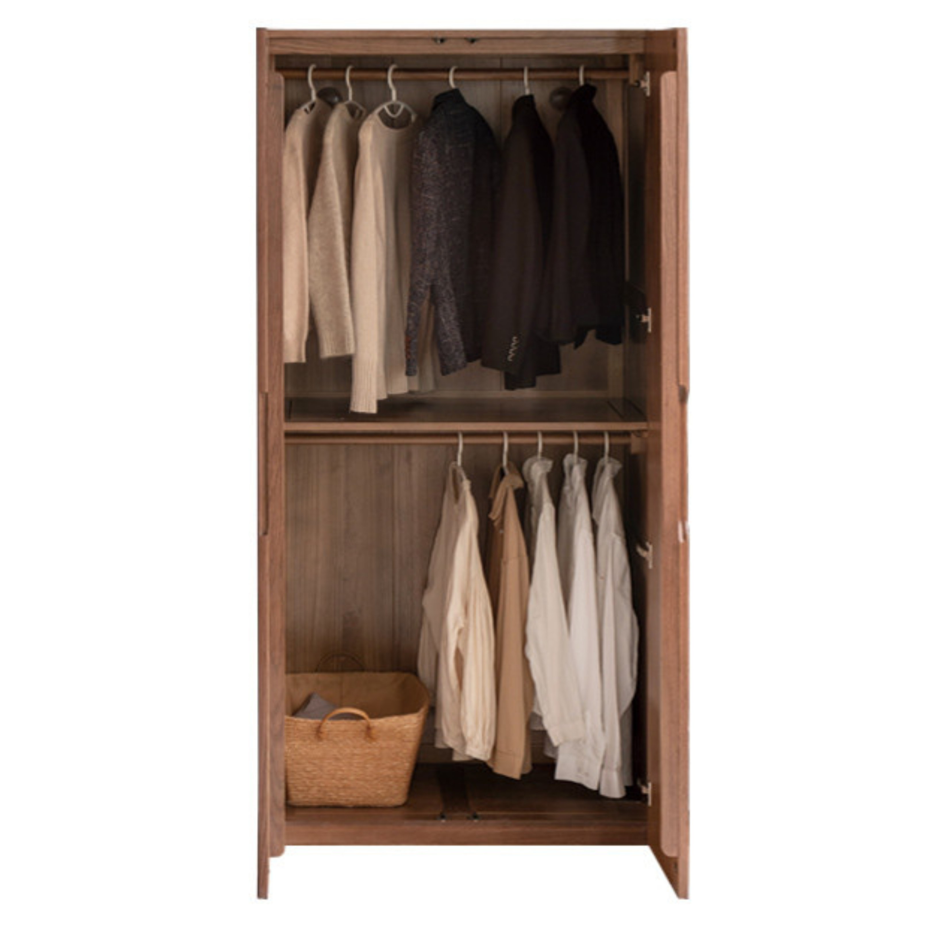 Solid Oak Wood Modern Wardrobe - Stylish & Durable Closet for Bedroom, Walk-In Closet, or Guest Room Storage