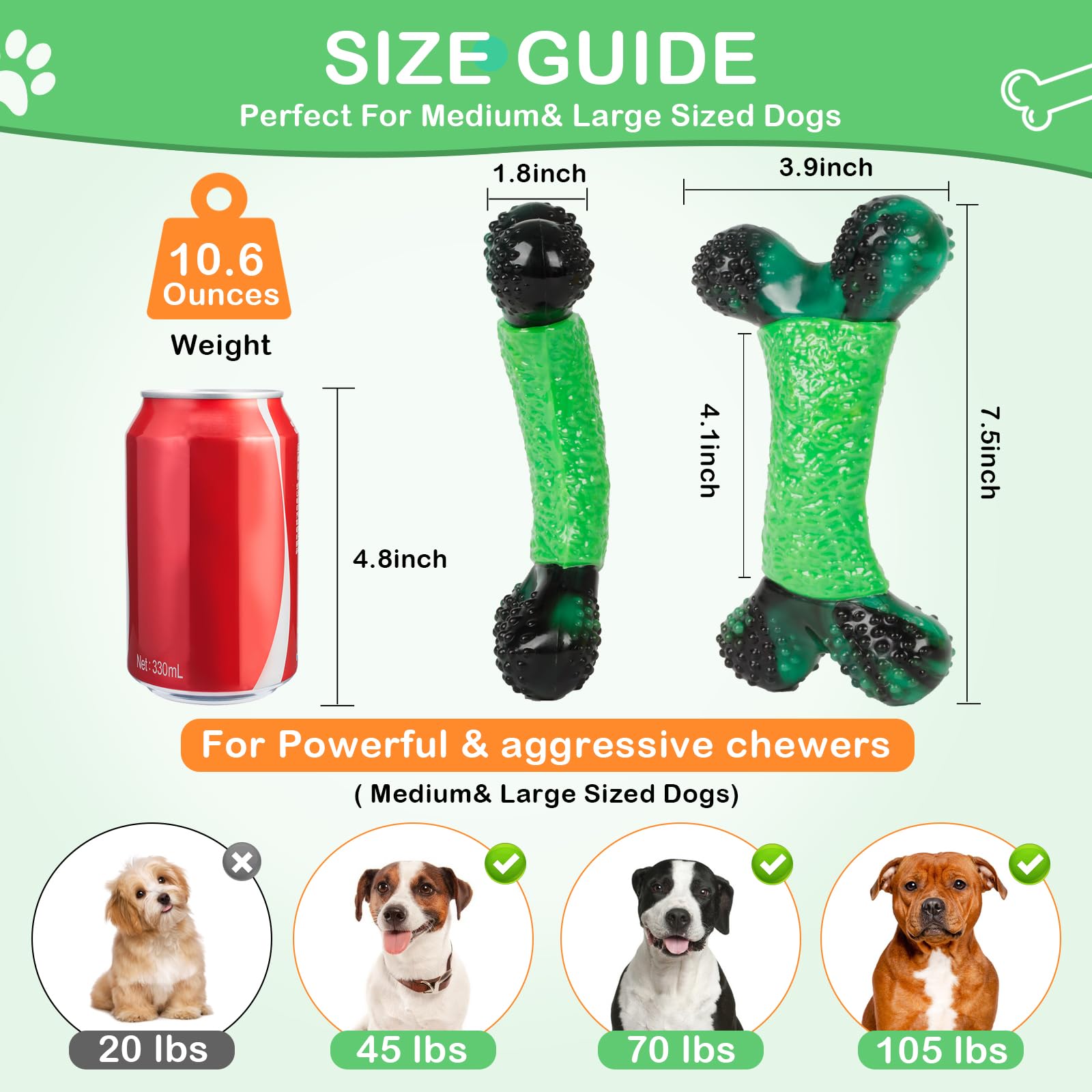 Durable NOUGAT Dog Chew Toys for Aggressive Chewers - Indestructible Milk Flavor Chew Toy for Medium & Large Dogs - Long-Lasting Pet Toy for Playtime, Training & Anxiety Relief