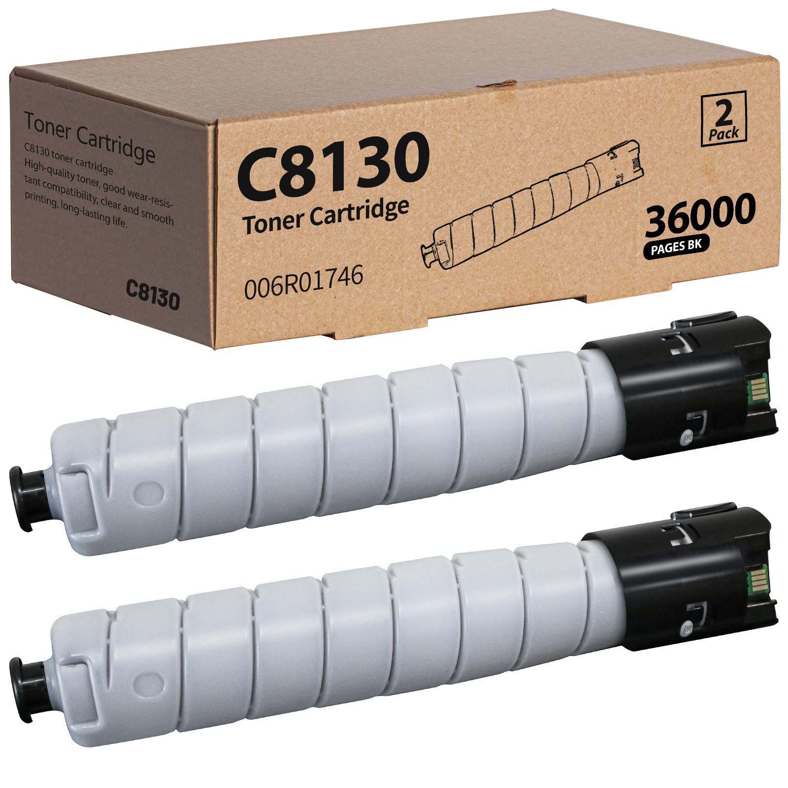 High-Yield Black Toner Cartridge C8130 (2-Pack) - Compatible with Xerox 006R01746 for AltaLink C8130/C8135/C8145/C8155/C8170 Laser Printers - Ideal for Office Printing & High-Volume Document Production