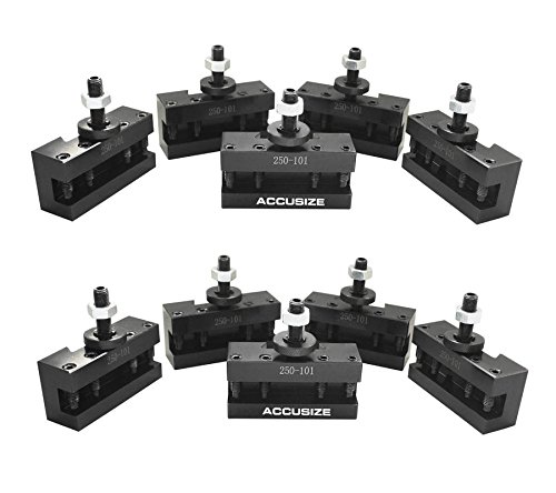Accusize Industrial Tools 10-Piece AXA Quick Change Tool Post Holder Set for Turning and Facing Operations - Model 0250-0101x10 | Perfect for Lathe Machining, Metalworking, and CNC Applications