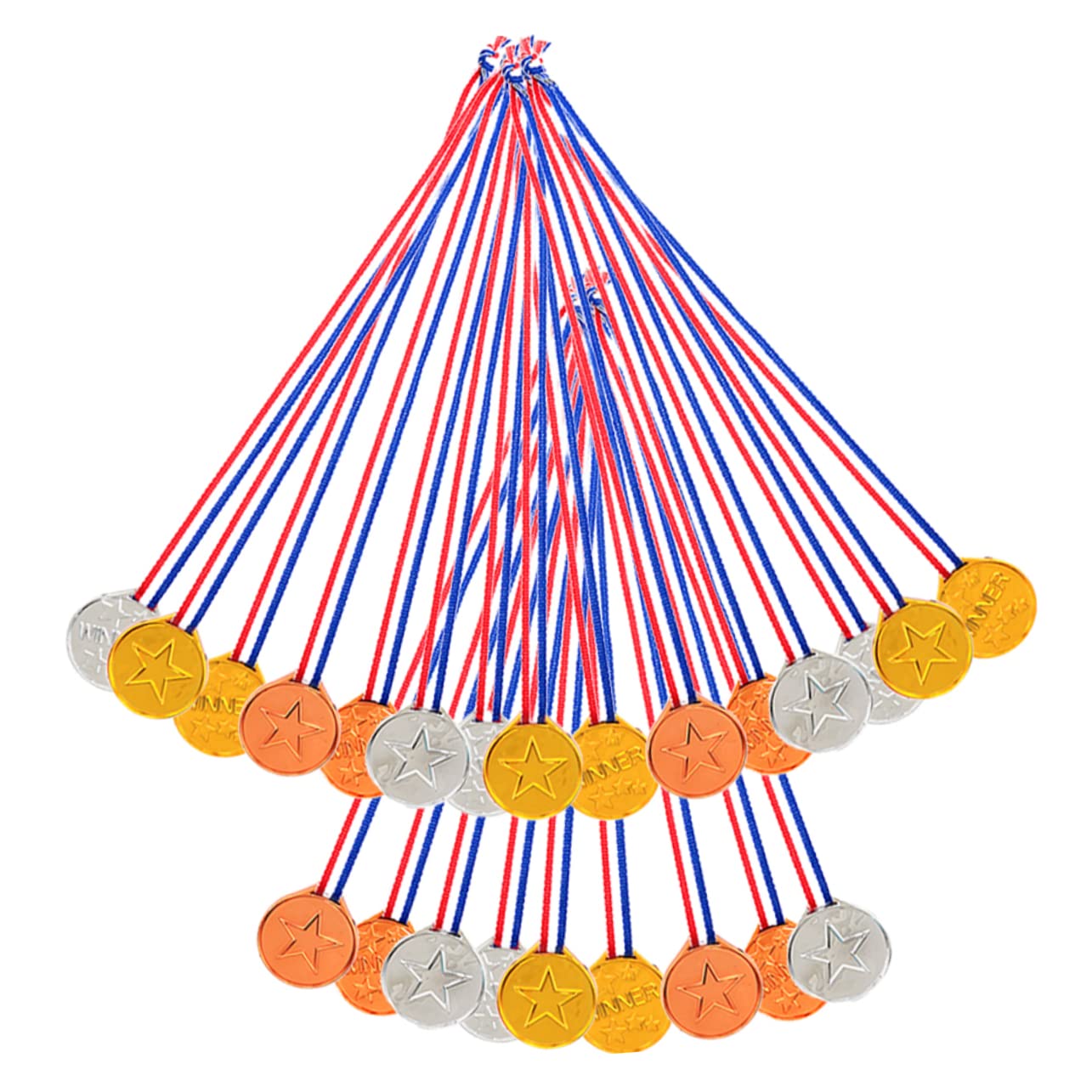BESPORTBLE 180 Pcs Kids Party Medals with Lanyards - Plastic Children's Award Medals for Sports Day, Birthday Parties & School Events
