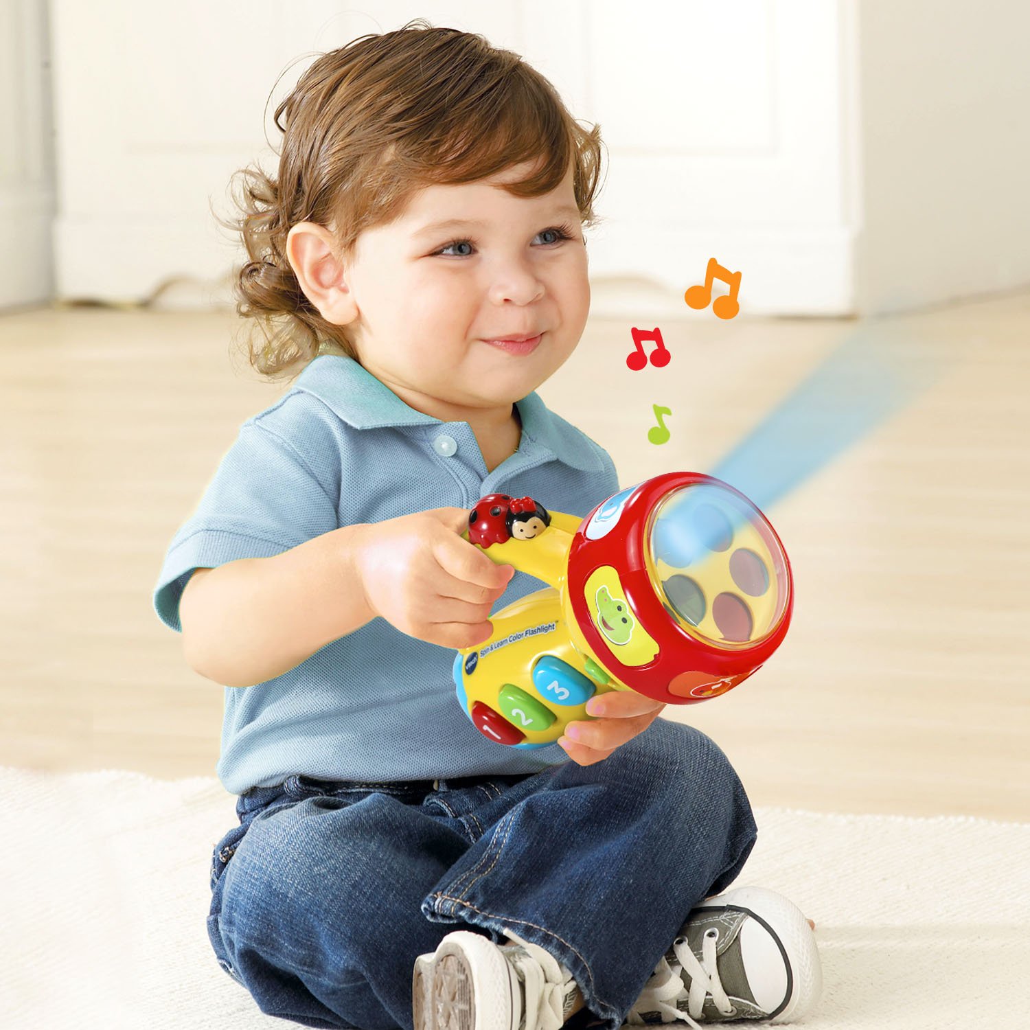 VTech Spin and Learn Color Flashlight - Interactive Educational Toy for Toddlers with Lights, Sounds & Colors - Perfect for Bedtime, Learning & Playtime Activities (Yellow)