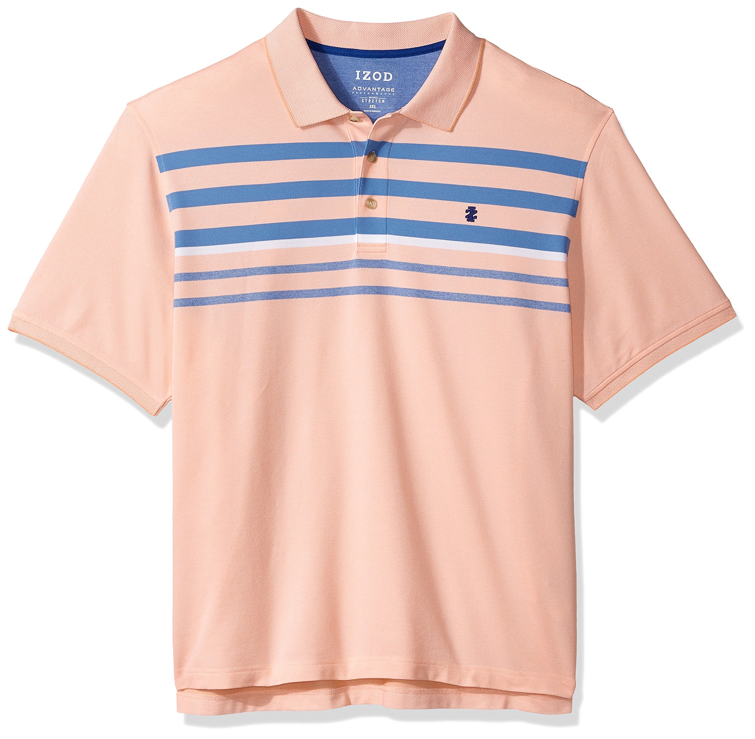 IZOD Men's Big & Tall Performance Stripe Polo Shirt - Comfortable Short Sleeve Casual Wear for Work, Golf & Outdoor Activities
