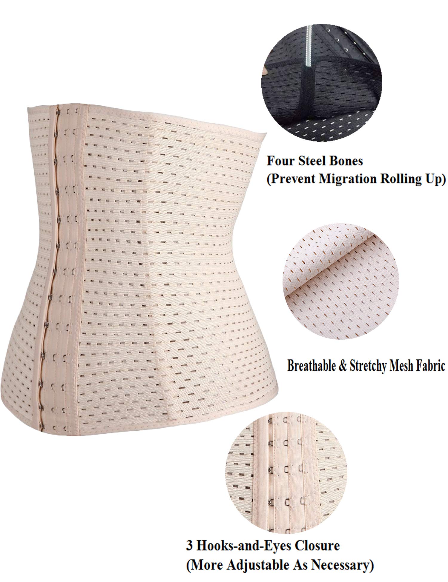Youloveit Women's Waist Trainer Corset - Steel Boned Tummy Control Body Shaper with Adjustable Hooks for Everyday Wear | Perfect for Workouts, Postpartum Recovery & Special Occasions
