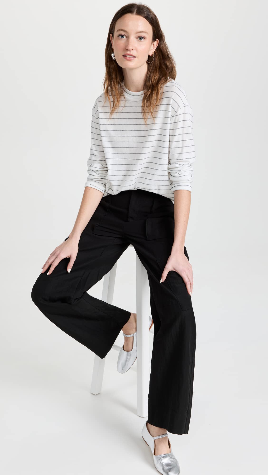 Vince Women's Striped Long Sleeve Pullover Sweater - Casual Knit Top for Fall & Winter, Perfect for Office, Date Night and Weekend Outings