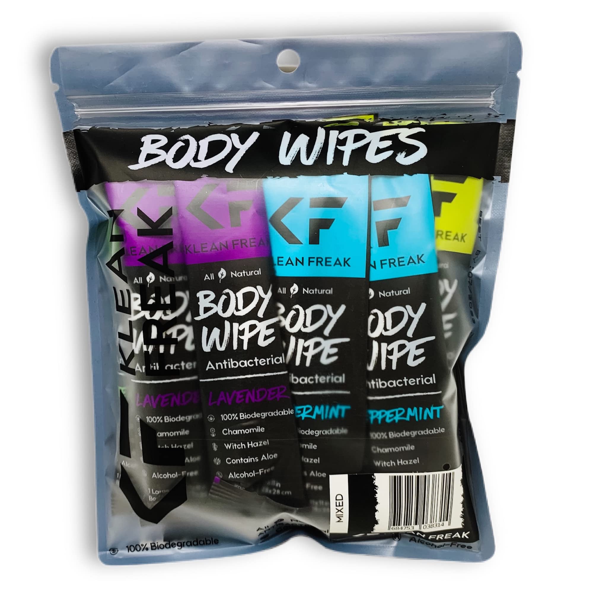Klean Freak Body Wipes - 12 Pack Mixed Scent Refreshing Cleansing Wipes for Gym, Travel, Camping & On-the-Go Hygiene