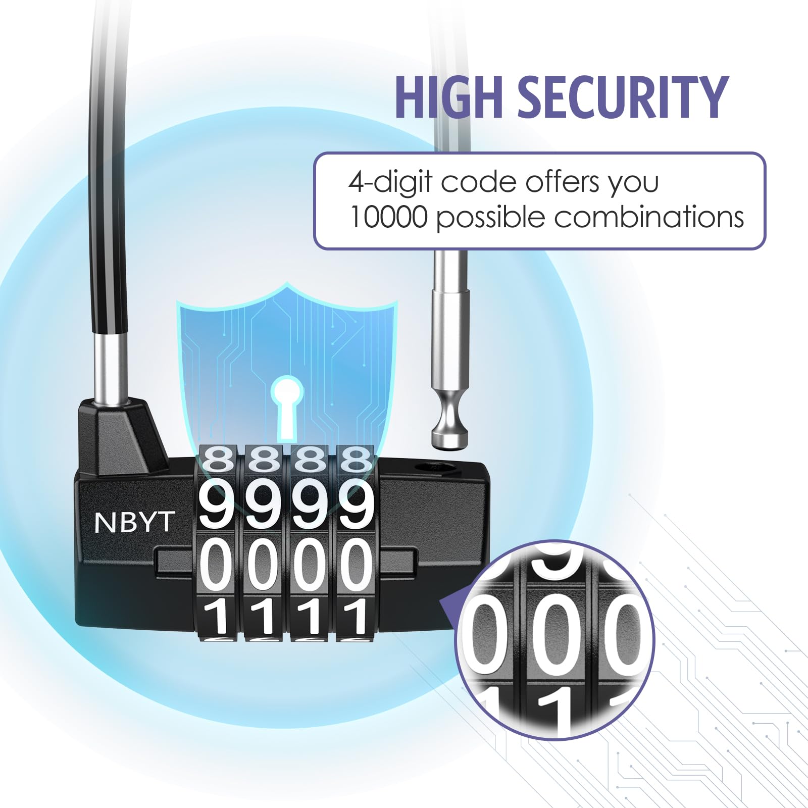 4 Digit Resettable Weatherproof Combination Padlock - Long Shackle Handheld Lock for Cabinet, Door, Outdoor, Travel Bag, Bike, Fence, Luggage, School & Gym Locker | Durable Security for Home, Travel & Sports Use