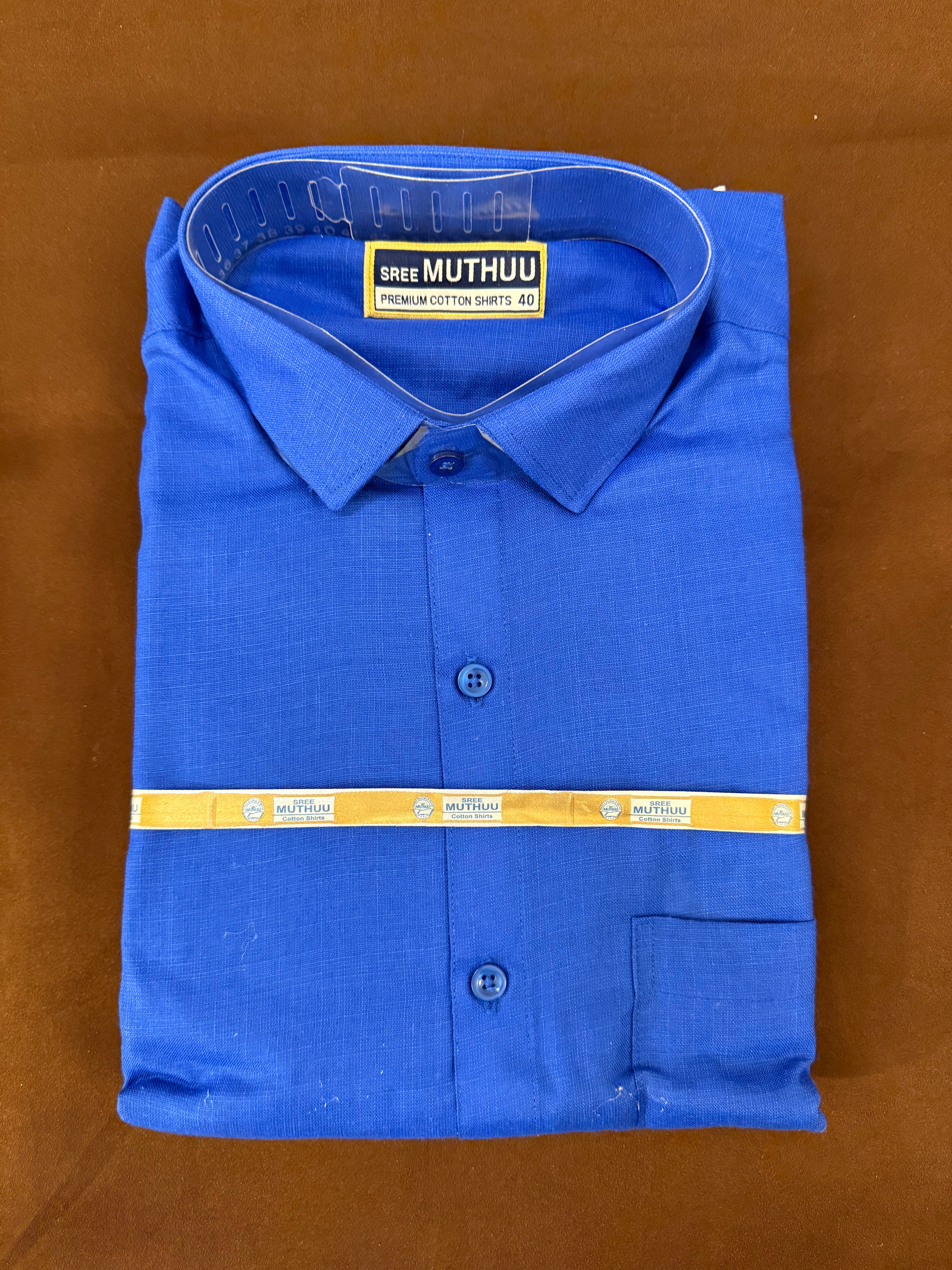 Royal Blue Cotton Men's Shirt with Blue Border Dhoti - Comfortable Traditional Indian Attire for Weddings, Festivals & Cultural Events