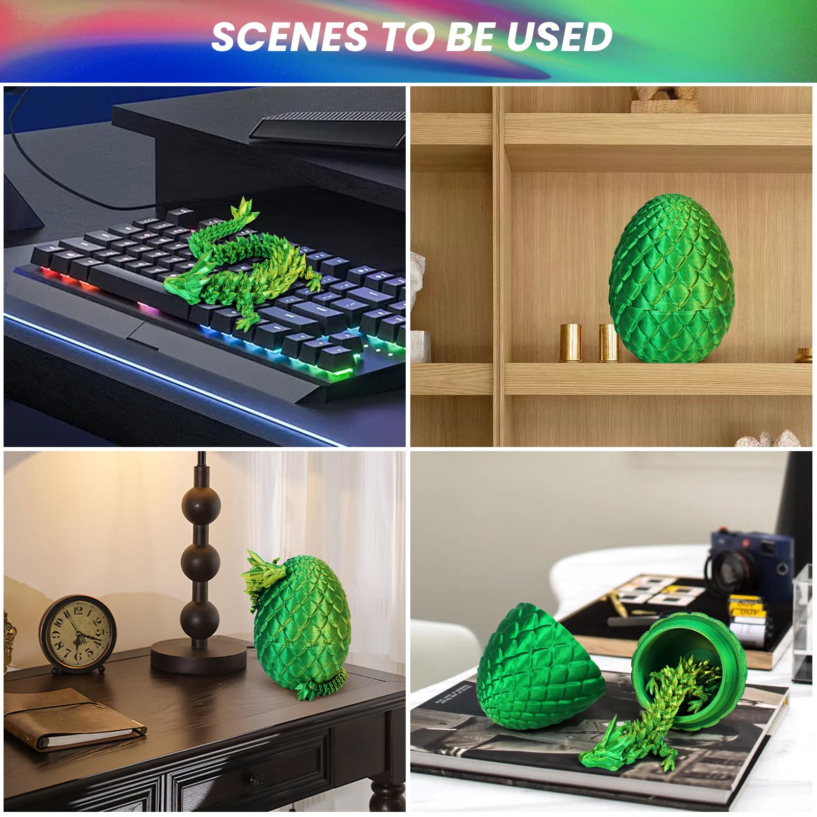3D Printed Dragon Eggs with Articulated Crystal Dragon Inside - Easter Basket Stuffers, Prefilled Easter Eggs, Unique Fidget Toys for Kids | Perfect for Easter Gifts, Party Favors & Sensory Play