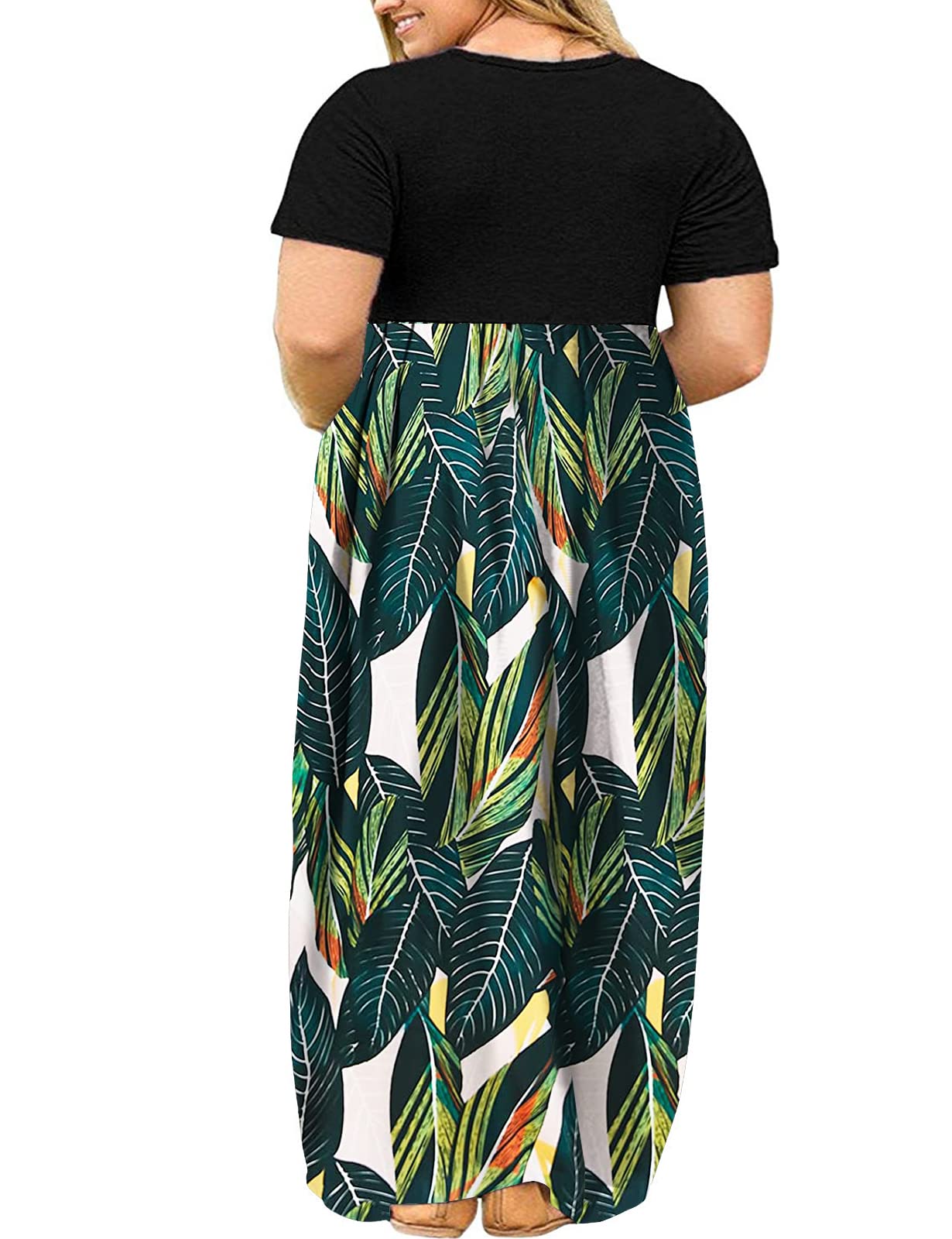 Kancystore Plus Size Women's Short Sleeve Maxi Dress with Pockets - Loose Fit Casual Summer Dress for Beach, Vacation & Everyday Wear