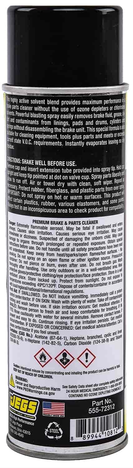 JEGS 72313 High-Performance Brake & Parts Cleaner - 14 oz Aerosol Can (Case of 12) | Fast-Acting Degreaser for Automotive, Motorcycle & Industrial Equipment Cleaning