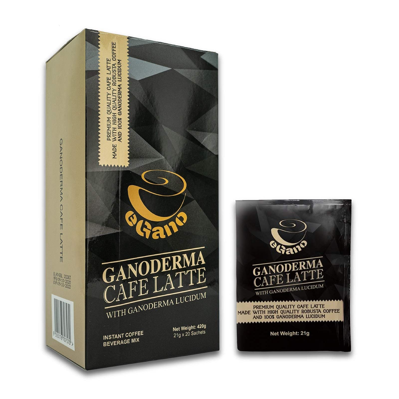 Premium Ganoderma Cafe Latte Instant Coffee with Ganoderma Lucidum Extract - 21g x 20 Sachets (9 Boxes) - Organic Reishi Mushroom Coffee for Energy Boost & Immunity Support - Perfect for Office, Travel & Daily Wellness Routine