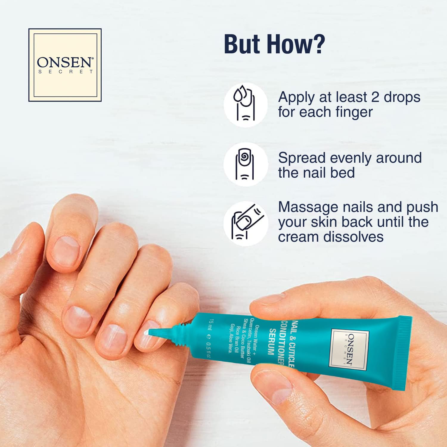 Onsen Secret Nail Reboot Duo Set - Natural Nail Treatment & Cuticle Repair Cream for Damaged Nails - 15ml Cuticle Conditioner & 10ml Nail Reboot Oil - Visible Results for Strong Healthy Nails - Perfect for Home Manicures & Nail Care Routine