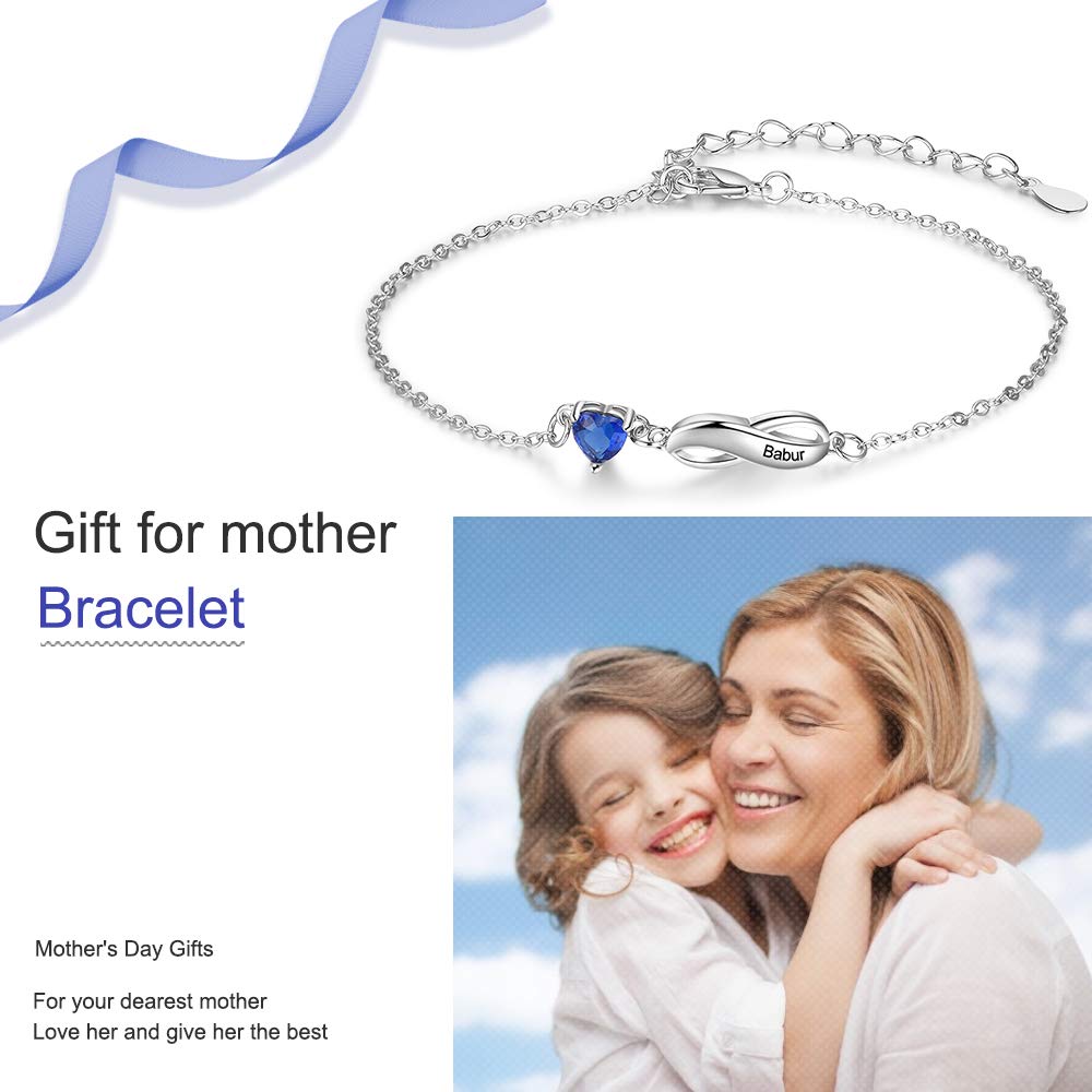 Personalized Birthstone Bracelet for Women - Custom Engraved 1-7 Names Mother's Jewelry - Thoughtful Gift for Mom, Grandma, Wife - Perfect for Mother's Day, Birthday, Anniversary & Special Occasions