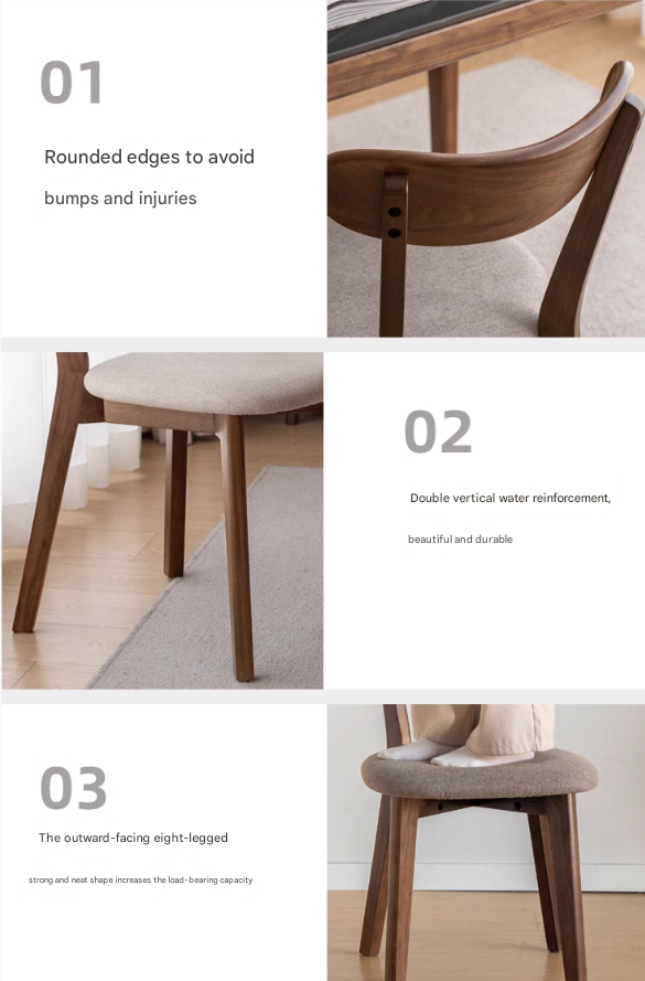 Solid Black Walnut Wood Dining Chairs with Soft Back - Elegant & Comfortable Seating for Home, Restaurant, and Office Use