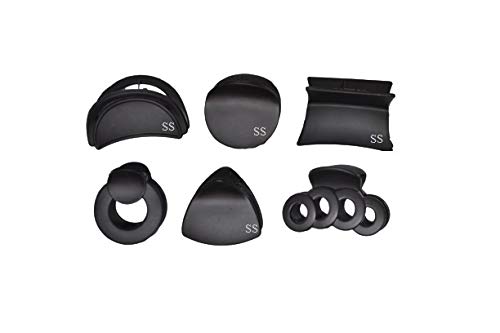 6-Piece Hair Clutch Clips Set for Women & Girls - Stylish Hair Claws & Barrettes for Ponytails, Buns & Updos (SS_9_Black, Pattern_2) - Perfect for School, Work, Parties & Everyday Hairstyling