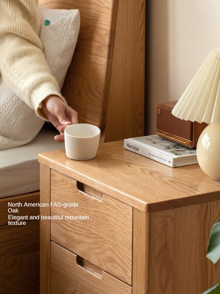 Solid Oak Wood Nightstand with Drawer - Rustic Bedside Table for Bedroom, Living Room & Office - Durable & Stylish Furniture for Home Decor