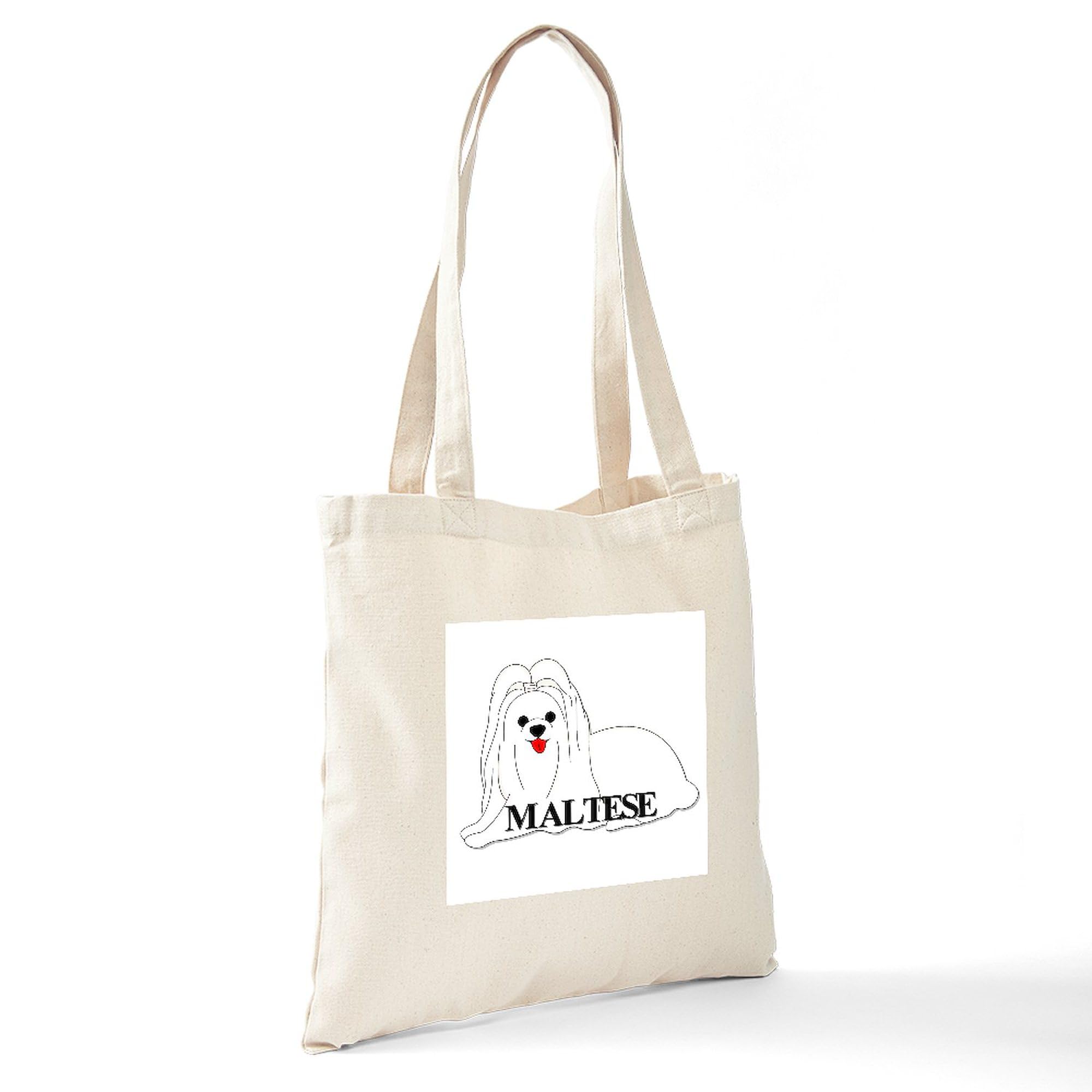 Cartoon Maltese Tote Bag - Natural Canvas Reusable Shopping Bag for Groceries, Beach & Daily Use | Eco-Friendly Cotton Tote with Cute Dog Design