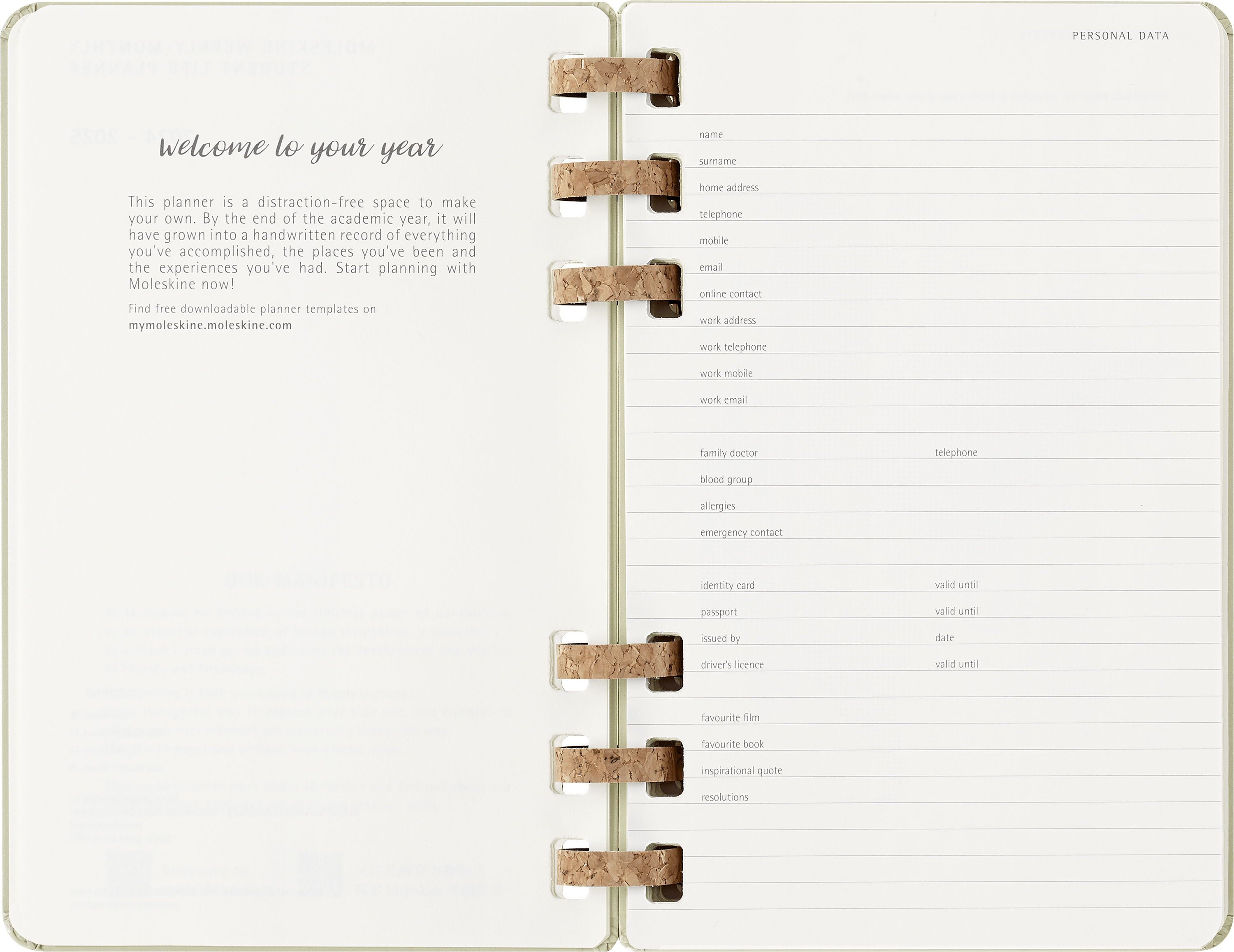 2025 Moleskine 12-Month Spiral Bound Planner with Hard Cover - 5.1