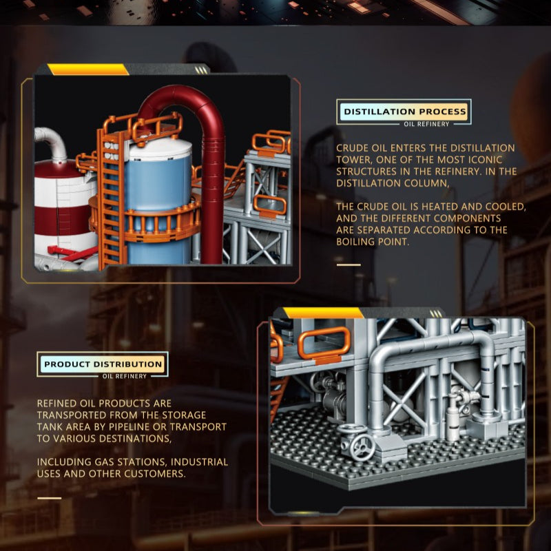 1831pcs BK 33200 Oil Refinery Model Kit - DIY Educational Building Toy for Adults & Teens - Perfect for STEM Learning, Engineering Projects & Collectors Display