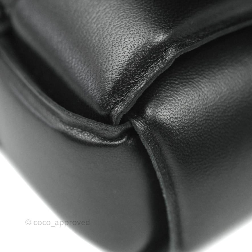 Bottega Veneta Padded Cassette Shoulder Bag - Intrecciato Black Lambskin Leather with Gold Hardware | Luxury Crossbody Purse for Women, Perfect for Date Night & Evening Events