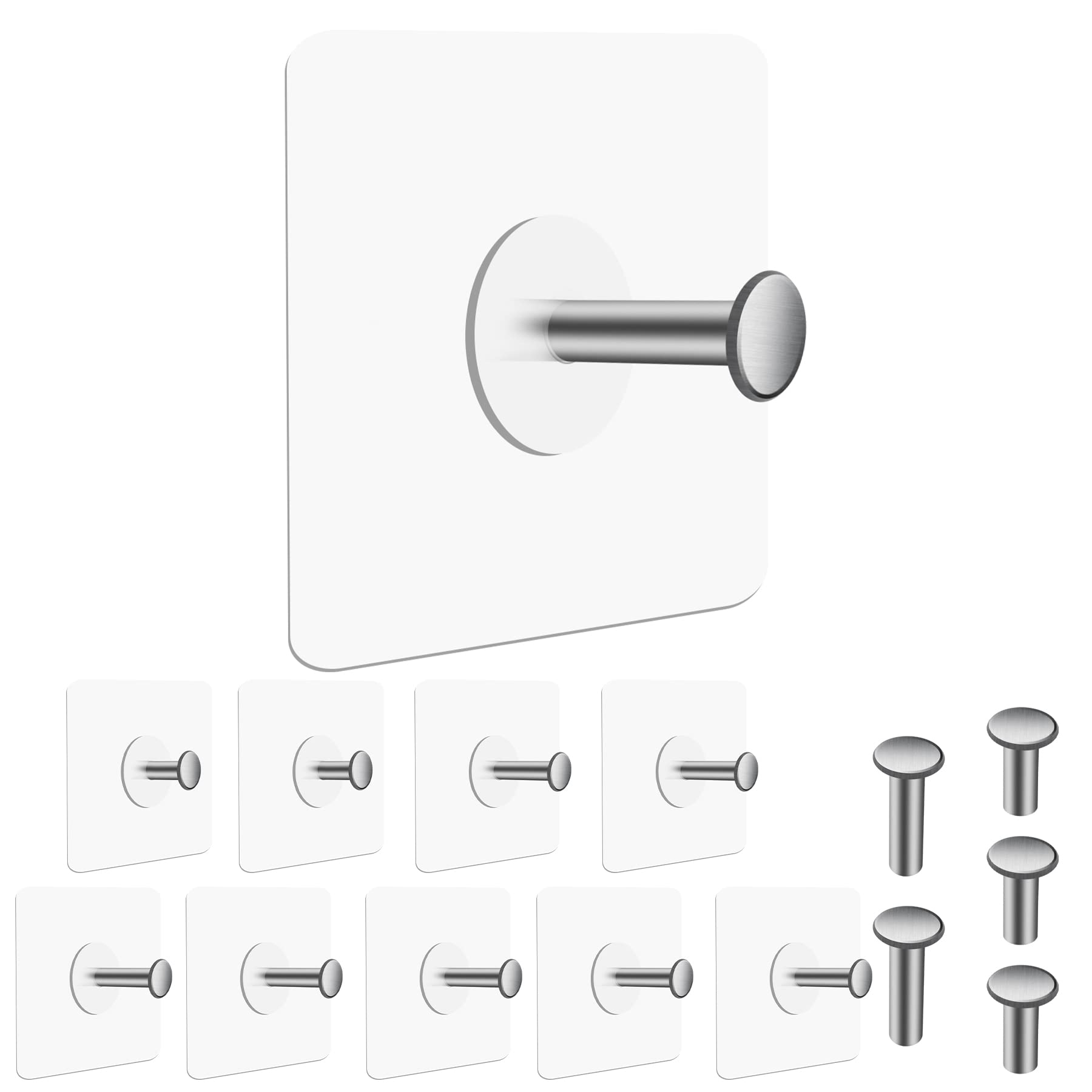 YOLOPLUS+ 10 Pack Heavy Duty Adhesive Wall Hooks - No Damage Wall Hanging Hooks for Pictures, Hats, Keys, Bathroom & Kitchen Tools - Screw-Free Strong Sticky Hooks - Perfect for Home, Office & Dorm Organization