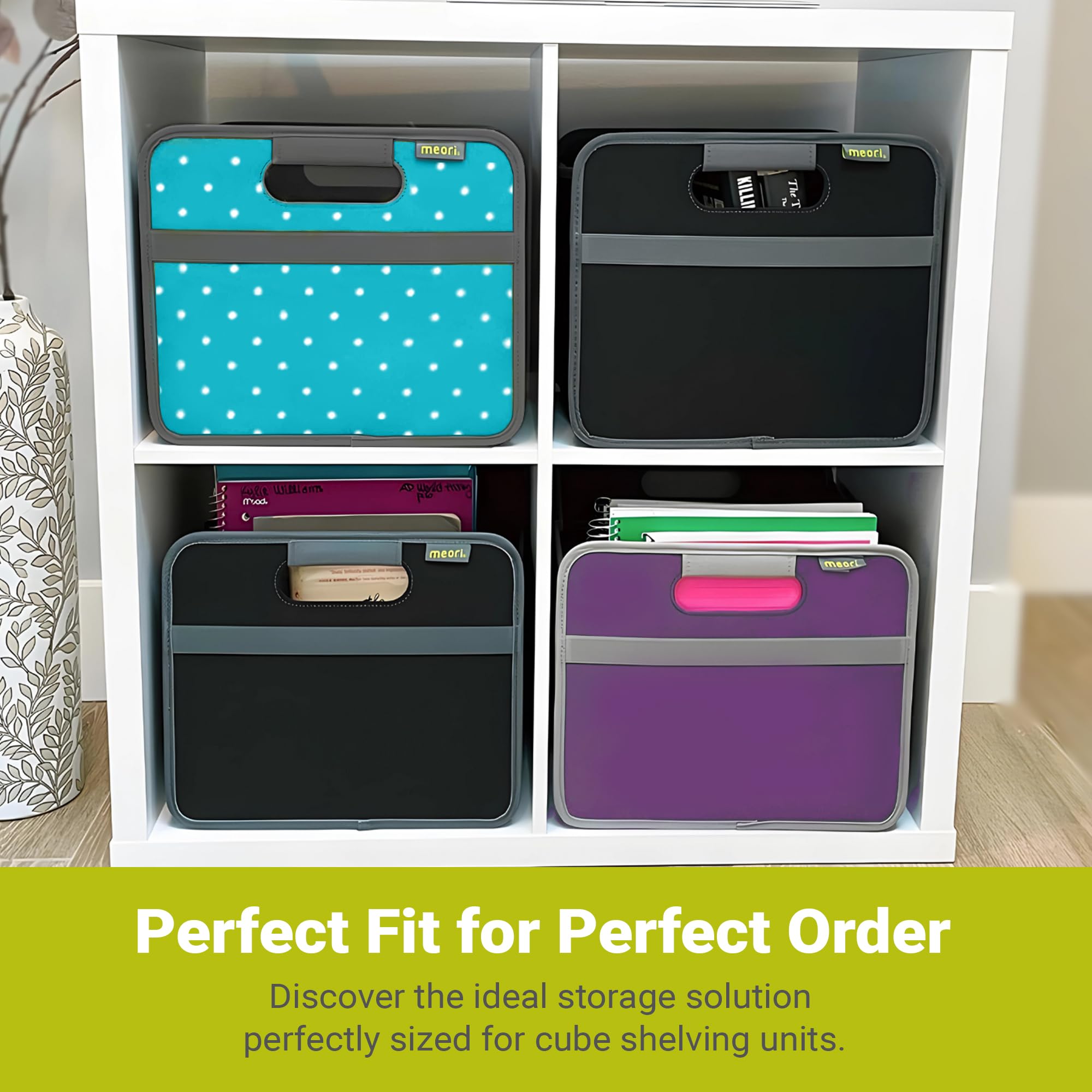 Meori Collapsible Storage Bin with Handles - Organize Shelves & Closets