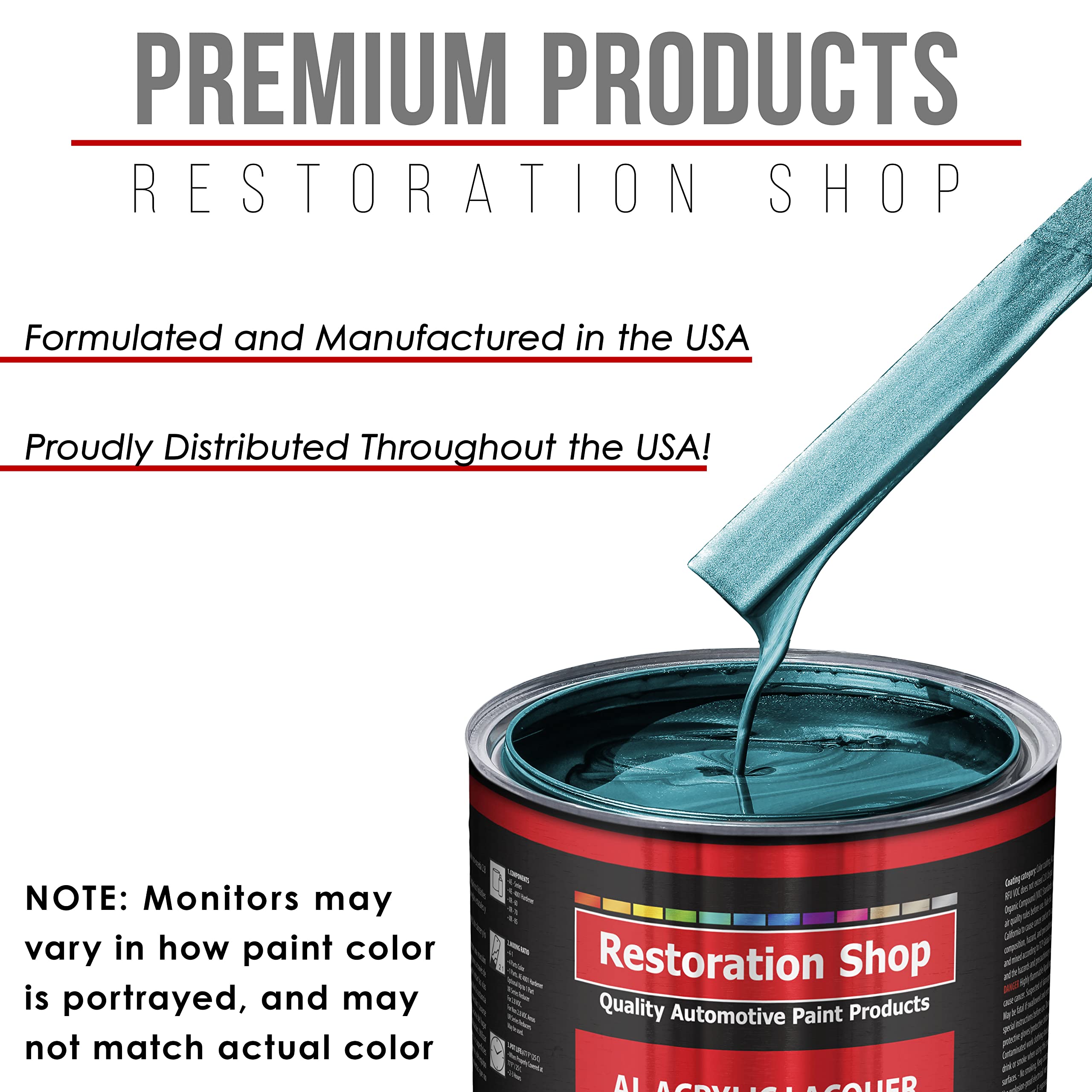 Restoration Shop - Teal Green Metallic Acrylic Lacquer Auto Paint (1 Quart) - Professional Gloss Finish for Cars, Trucks, Guitars & Furniture - Perfect for Automotive Restoration & DIY Refinishing Projects