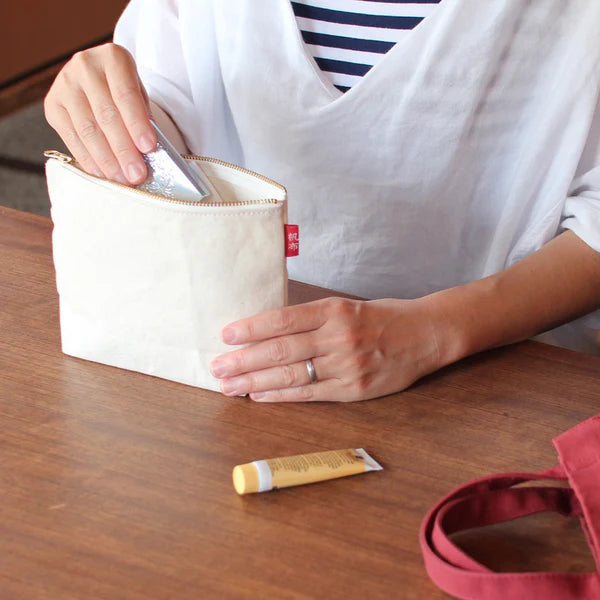 Kurashiki Hampu Canvas Boat Shaped Pouch L Size - Navy Blue Japanese Style Storage Bag | Perfect for Travel, Office & Daily Essentials Organization