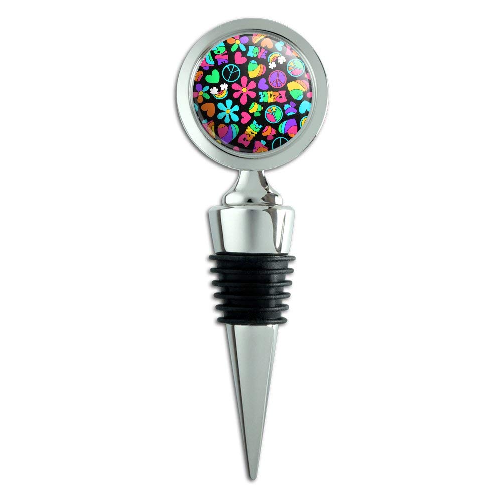 Vintage Groovy Hippie Peace & Love Wine Bottle Stopper - Aesthetic Decorative Cork for Wine Lovers, Perfect for Parties, Gifts & Boho Home Decor