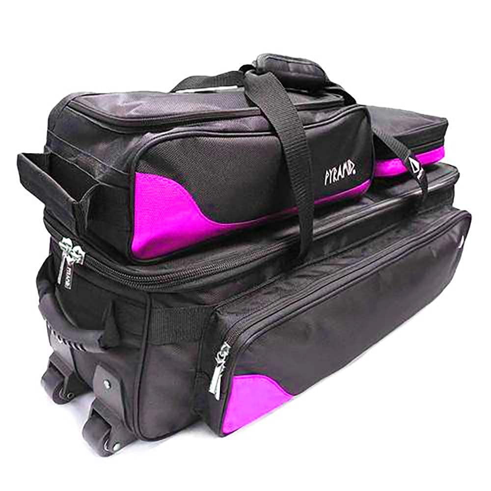 Premium Triple Tote Roller Bowling Bag with Detachable Shoe Compartment (Fits US Men's Size 15) - Lightweight Travel Luggage with Accessory Pockets | Perfect for Bowling Tournaments, Gym Sessions & Weekend Getaways