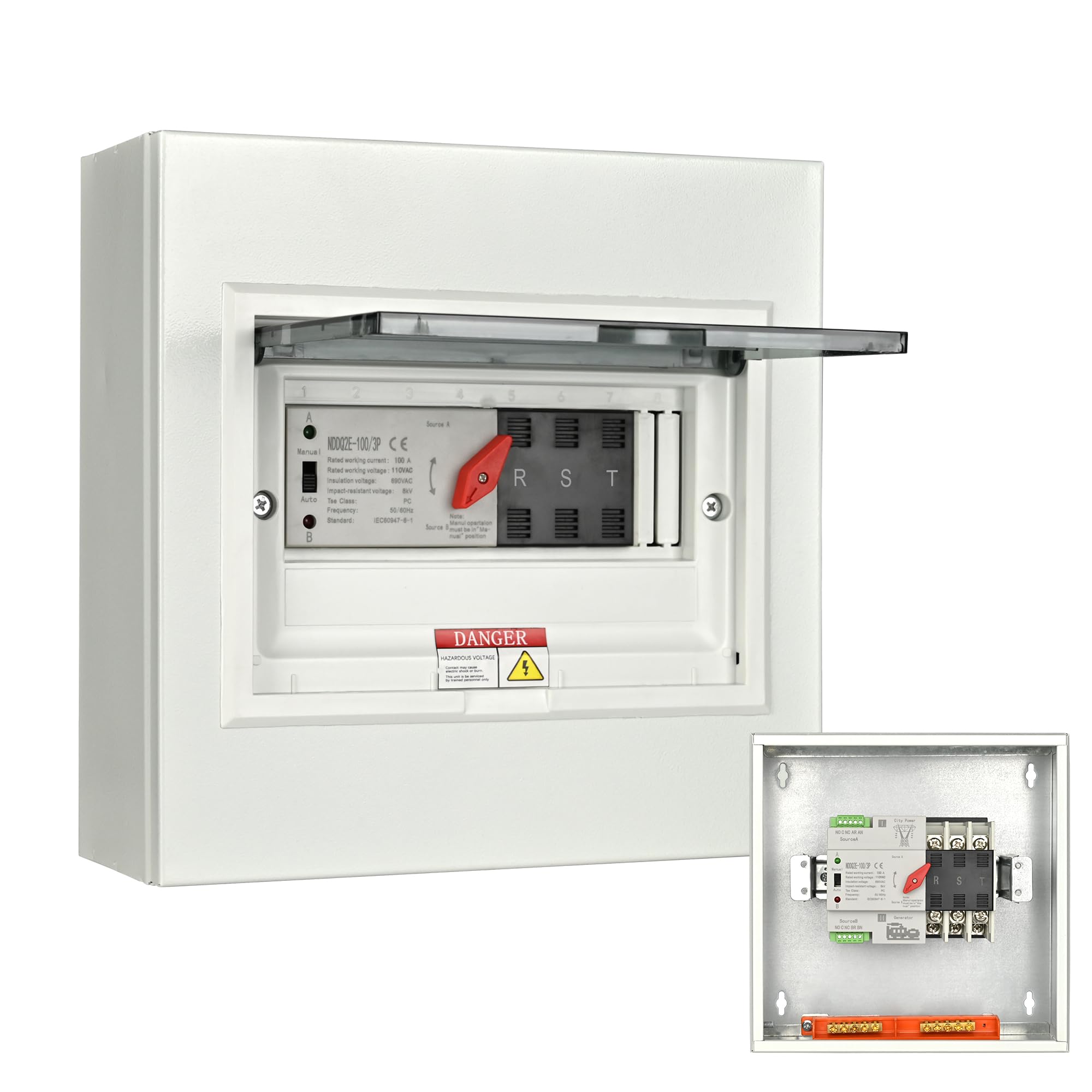 100 Amp Automatic Transfer Switch for Generator - 120/240V 3P 4W 24,000W ATS with Enhanced Safety & Stability - Perfect for Home Backup Power & Emergency Power Transfer During Outages