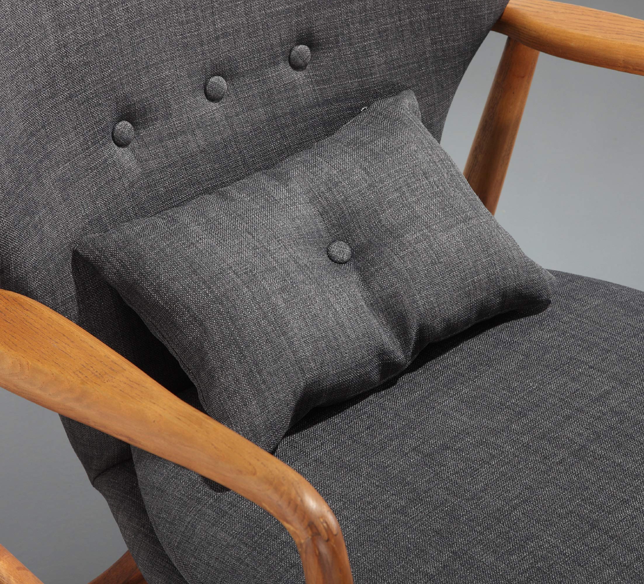 Bradley Charcoal & Walnut Accent Chair with Ottoman - Modern Living Room Furniture for Home Office & Lounge - Manhattan Comfort