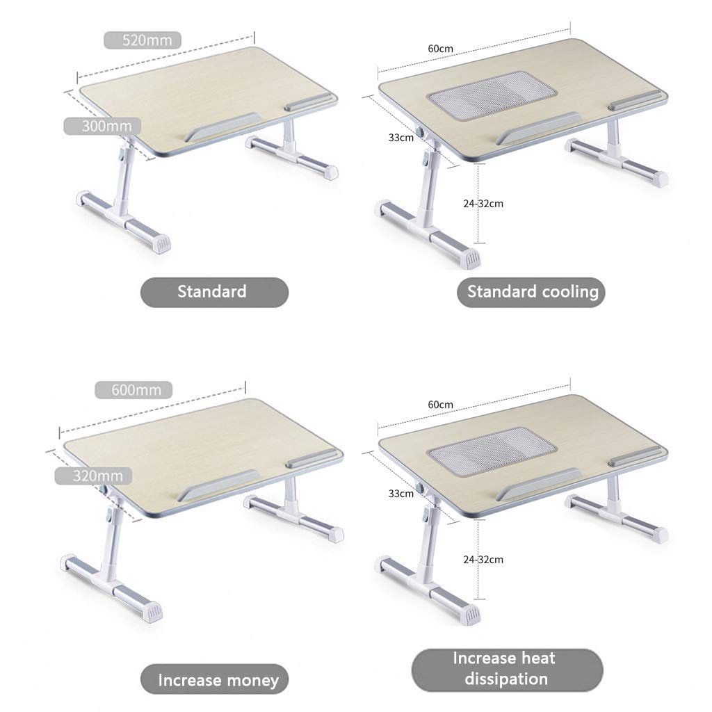 Adjustable Laptop Stand for Bed & Sofa - Foldable Couch Table with Portable Breakfast Tray for Reading, Painting, Office Work - Black (52x30x24.5cm) - Perfect for Home Office, Living Room & Bedroom Use