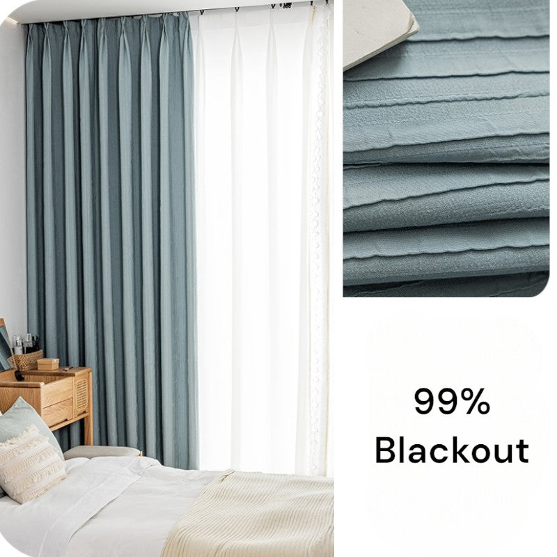 Elsie Embossed Jacquard 100% Blackout Custom Curtains - Thermal Insulated Window Drapes for Bedroom & Living Room - Noise Reducing Room Darkening Curtain Panels