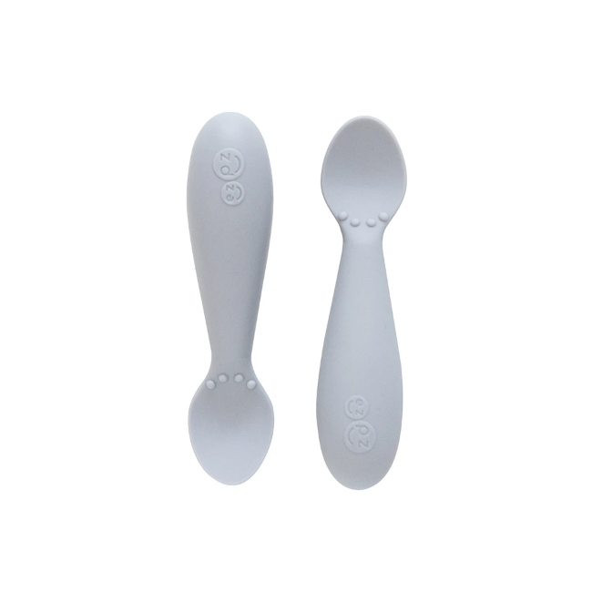 Ezpz Tiny Spoon 2-Pack in Pewter - Perfect for Baby-Led Weaning & Toddler Self-Feeding