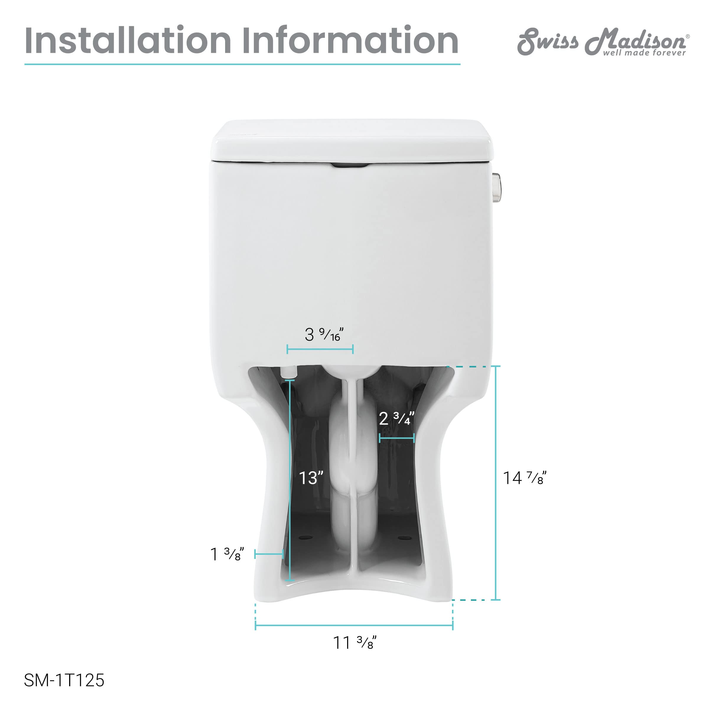Swiss Madison SM-1T125 Daxton One Piece Elongated Toilet 1.28 GPF - Water Efficient Modern Bathroom Toilet for Home & Commercial Use
