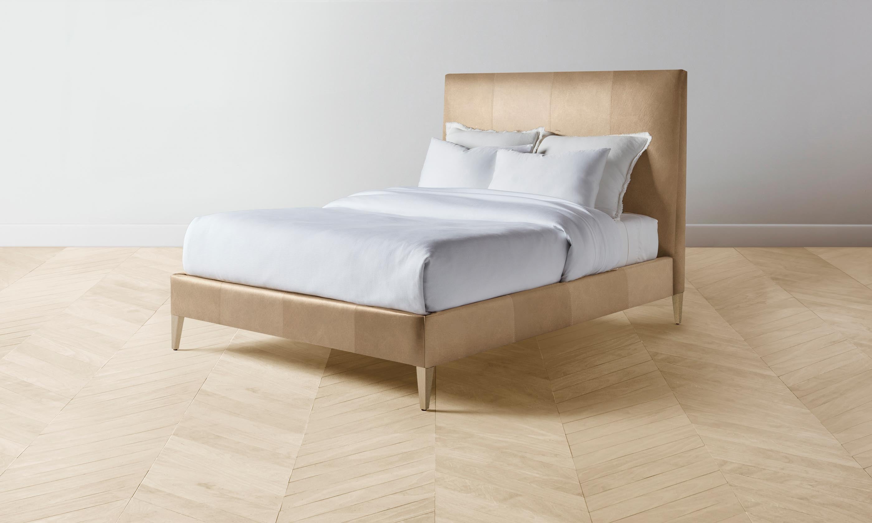The Essex Bed - Premium Tuscan Leather Camel Upholstered King Size Bed Frame for Luxurious Bedroom Decor | Perfect for Master Bedrooms, Guest Rooms & Modern Home Interiors