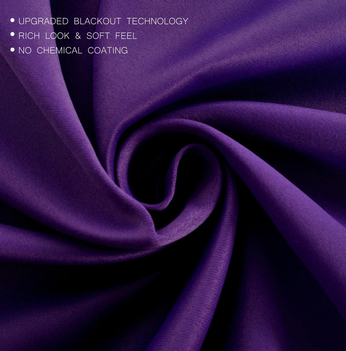 MIUCO 2 Panels Thermal Insulated Blackout Curtains - 95 Inch Purple Room Darkening Window Drapes with Grommet Top for Bedroom, Living Room & Nursery - Blocks Light & Noise, Energy Efficient