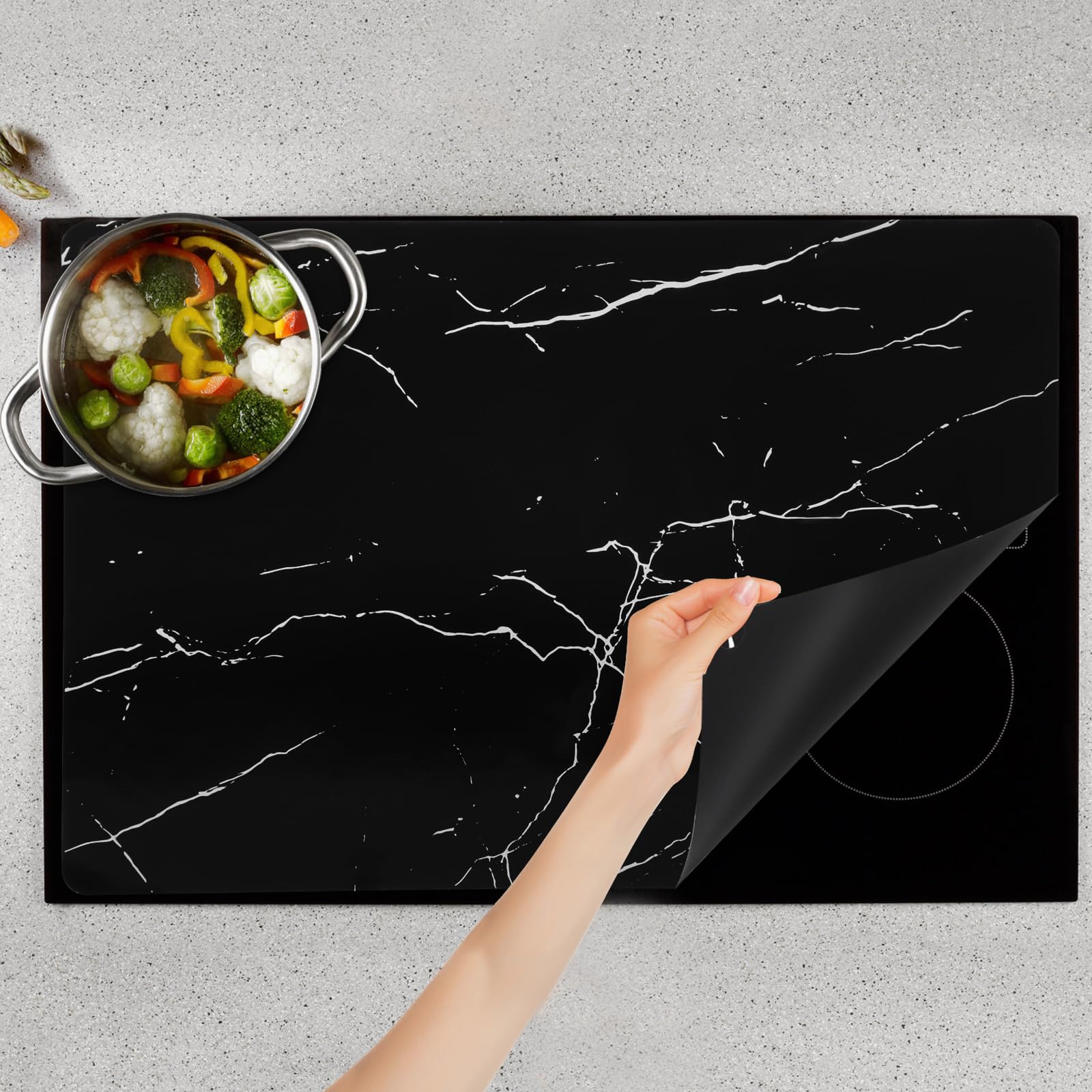 Non-Slip Silicone Induction Cooktop Protector Mat - Scratch-Resistant, Heat-Resistant for Induction Stoves - Multi-Functional Kitchen Accessory for Cooking & Countertop Protection (Perfect for Home, RV & Outdoor Use)