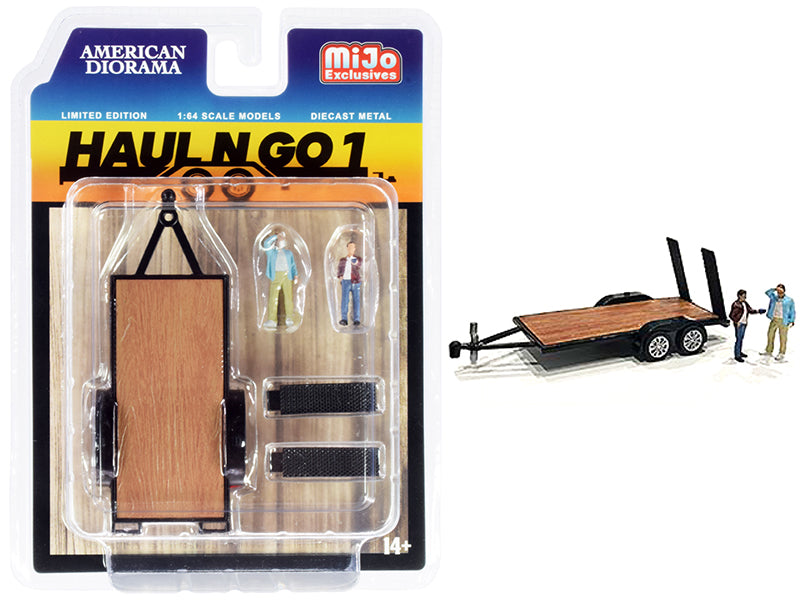 American Diorama 1/64 Scale Diecast Model Set - Haul N Go Trailer with 2 Figurines (3-Piece Collection) | Perfect for Collectors, Diorama Displays & Toy Car Enthusiasts