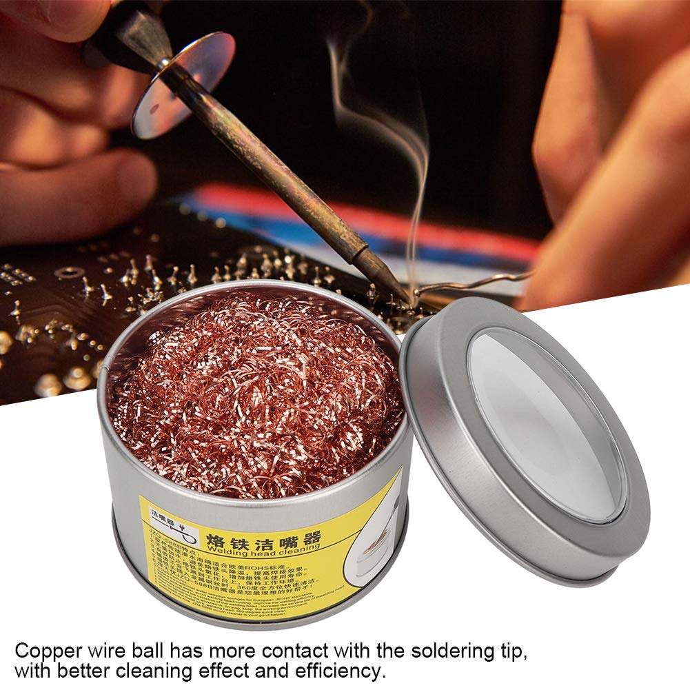 2Pcs Copper Tip Cleaner for Soldering Iron - Ball Type Solder Wire Cleaning Tool for Electronics Repair, DIY Projects & Jewelry Making