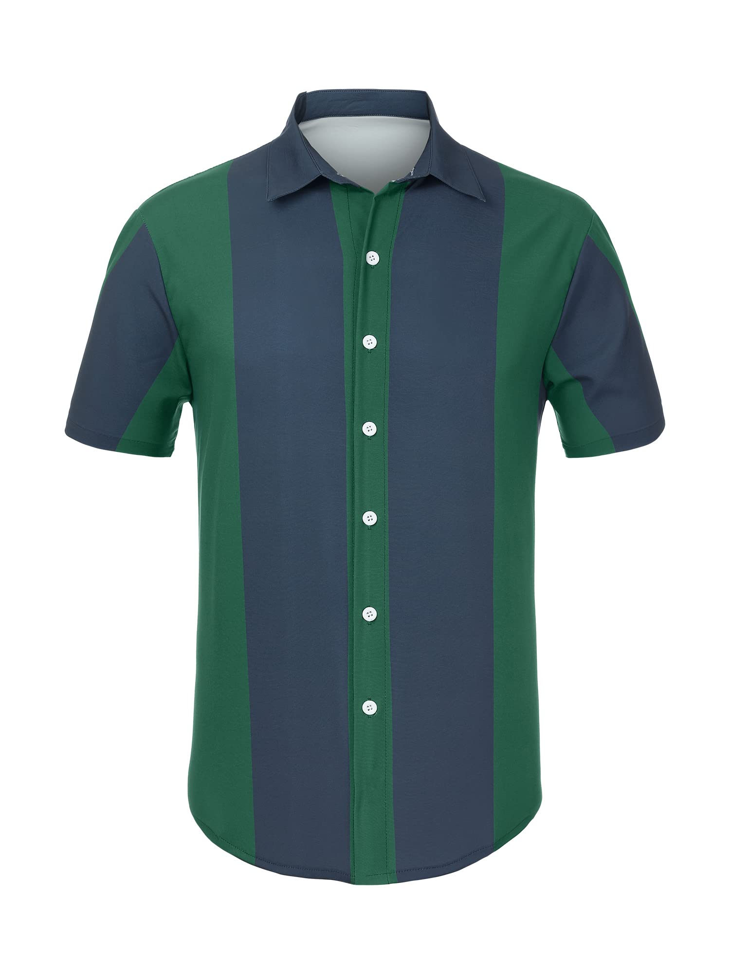 Lars Amadeus Men's Hawaiian Shirt - Striped Short Sleeve Button Down Beach Shirt with Color Block Design | Perfect for Vacation, Summer Parties & Tropical Getaways
