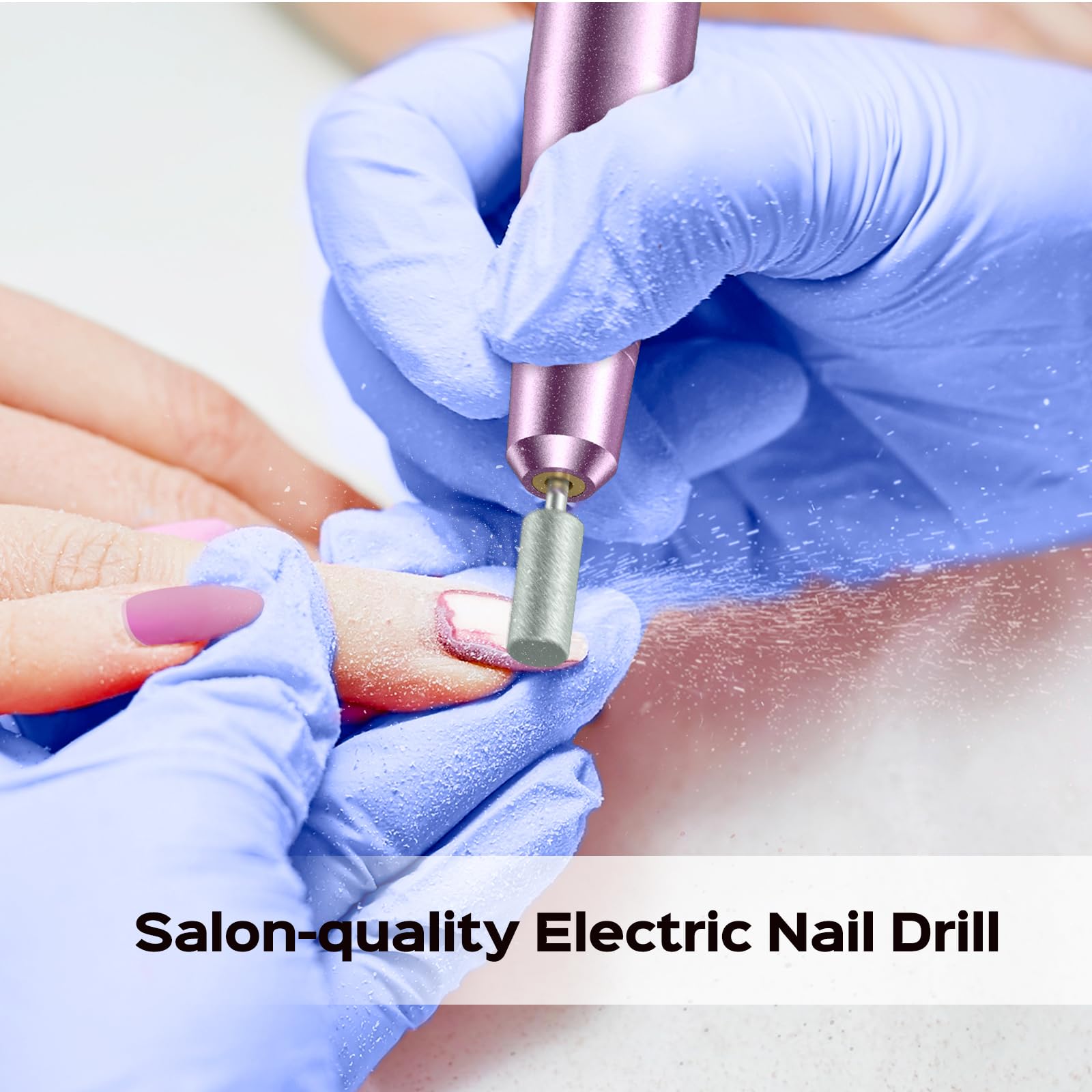 Professional Electric Nail Drill File Kit - COSLUS Portable Manicure Pedicure Machine for Acrylic, Gel & Dip Powder Nails | Includes Sanding Bands & Drill Bits | Cuticle & Dead Skin Care | Perfect for Salon & Home Nail Care (Purple)