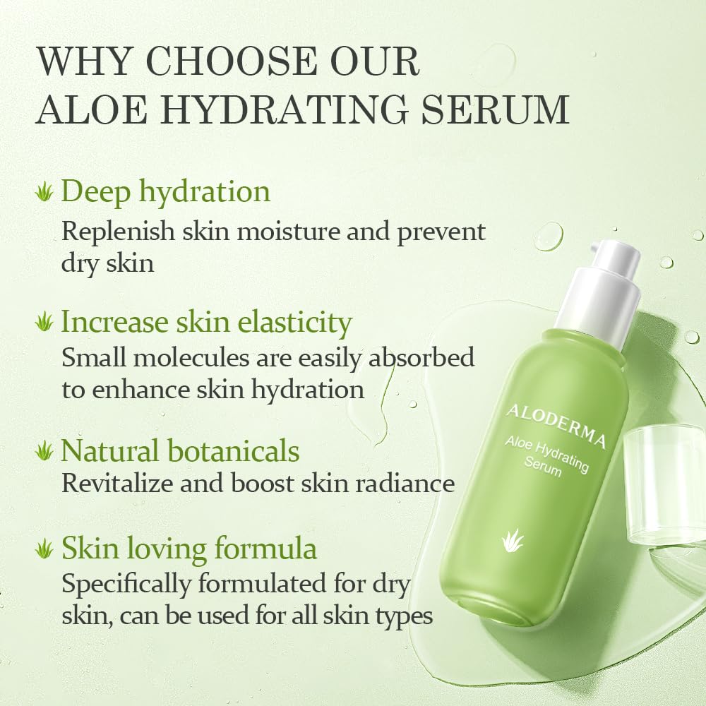 Aloderma Signature Aloe Vitality Hydrating Set - 6 Piece Skincare Kit with Aloe Vera Gel, Facial Cleanser, Toner, Serum & 2x Moisturizing Cream - Perfect for Dry, Sensitive Skin & Daily Hydration Routine