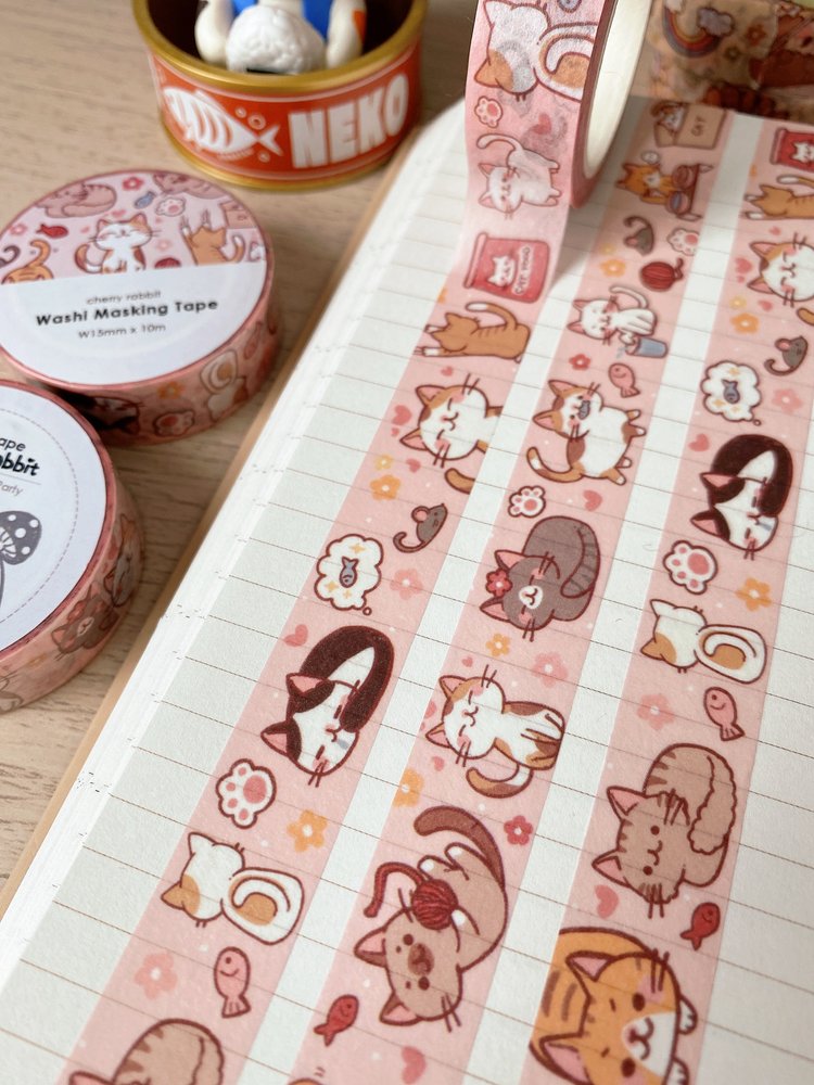 Cute Cat Washi Tape for Scrapbooking, Journaling, and DIY Crafts - Perfect for Party Decorations, Gift Wrapping, and Planner Stickers