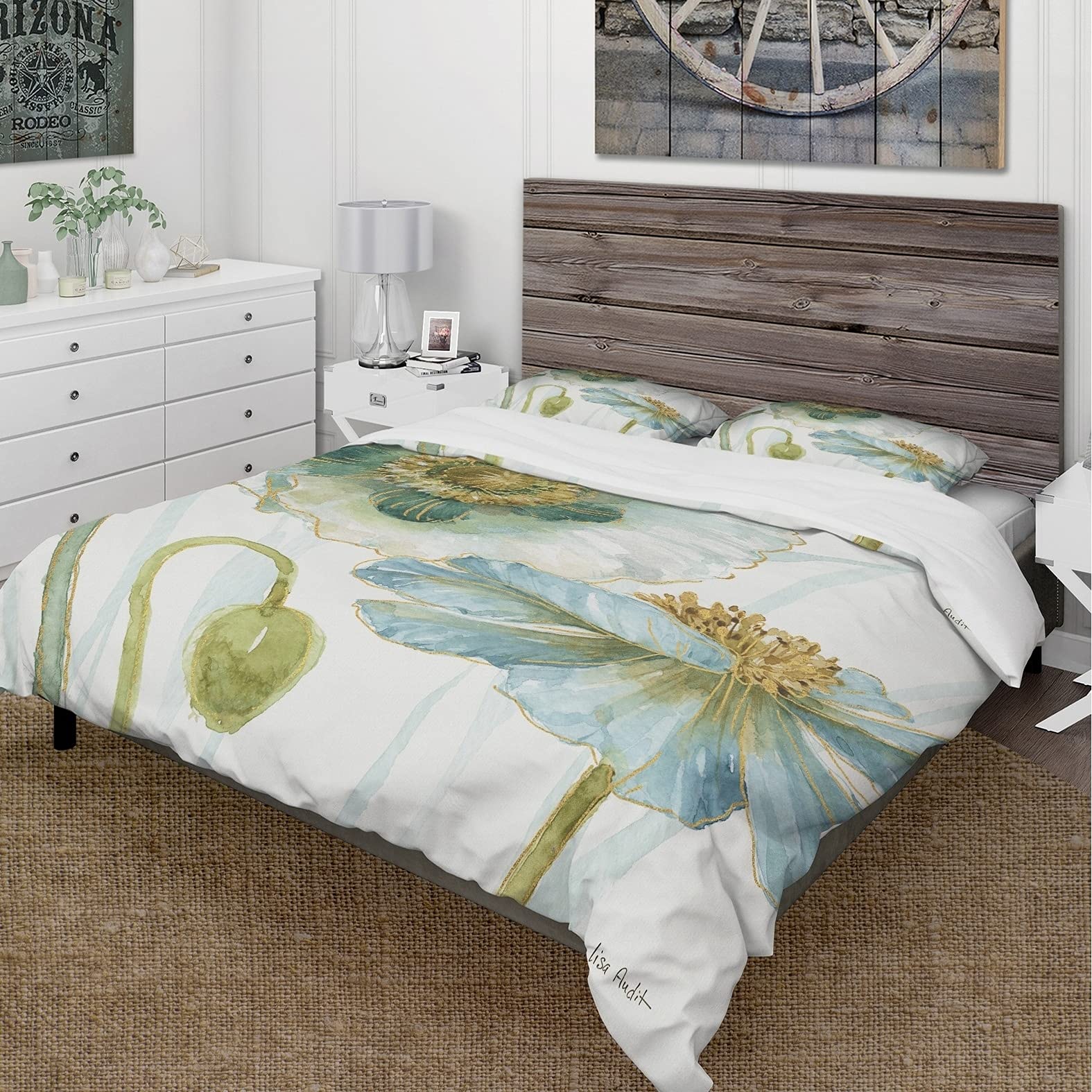 DESIGN ART 'My Greenhouse Cottage Flowers II' Cottage Bedroom Duvet Cover Set - Full/Queen Size with 2 Pillow Shams (Comforter Not Included) | Floral Cottagecore Decor for Farmhouse & Boho Bedrooms