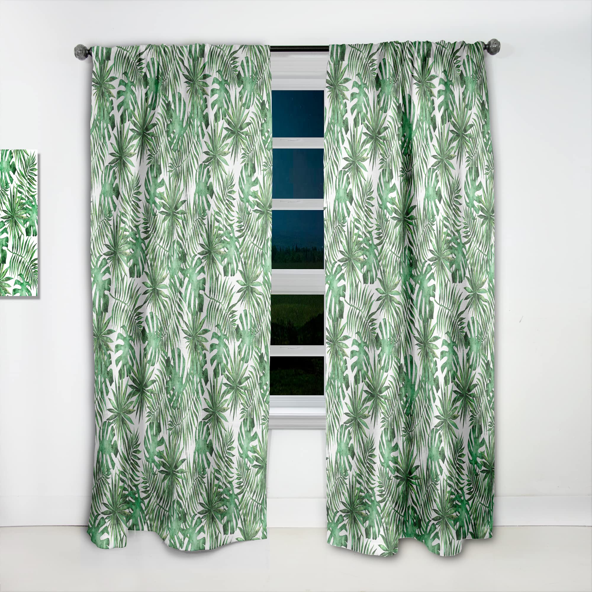 DesignQ Tropical Leaves & Branches Thermal Insulated Curtain Panel - 52x108 Inches - Blackout Drapes for Bedroom & Living Room - Perfect for Home Decor, Privacy & Energy Efficiency